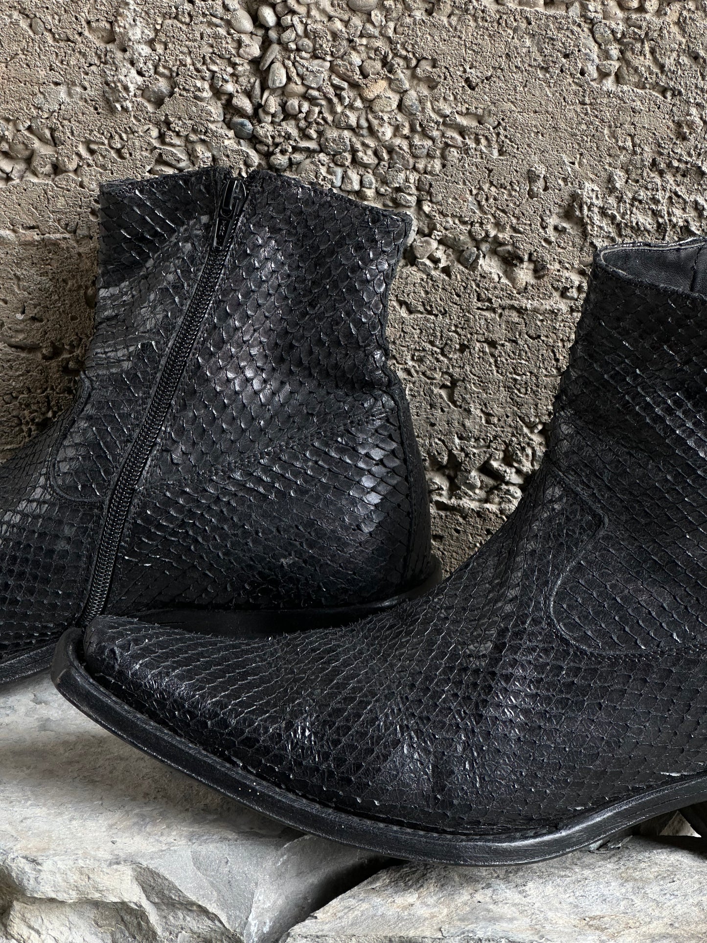 PYTHON SKIN SQUARE BOOTS