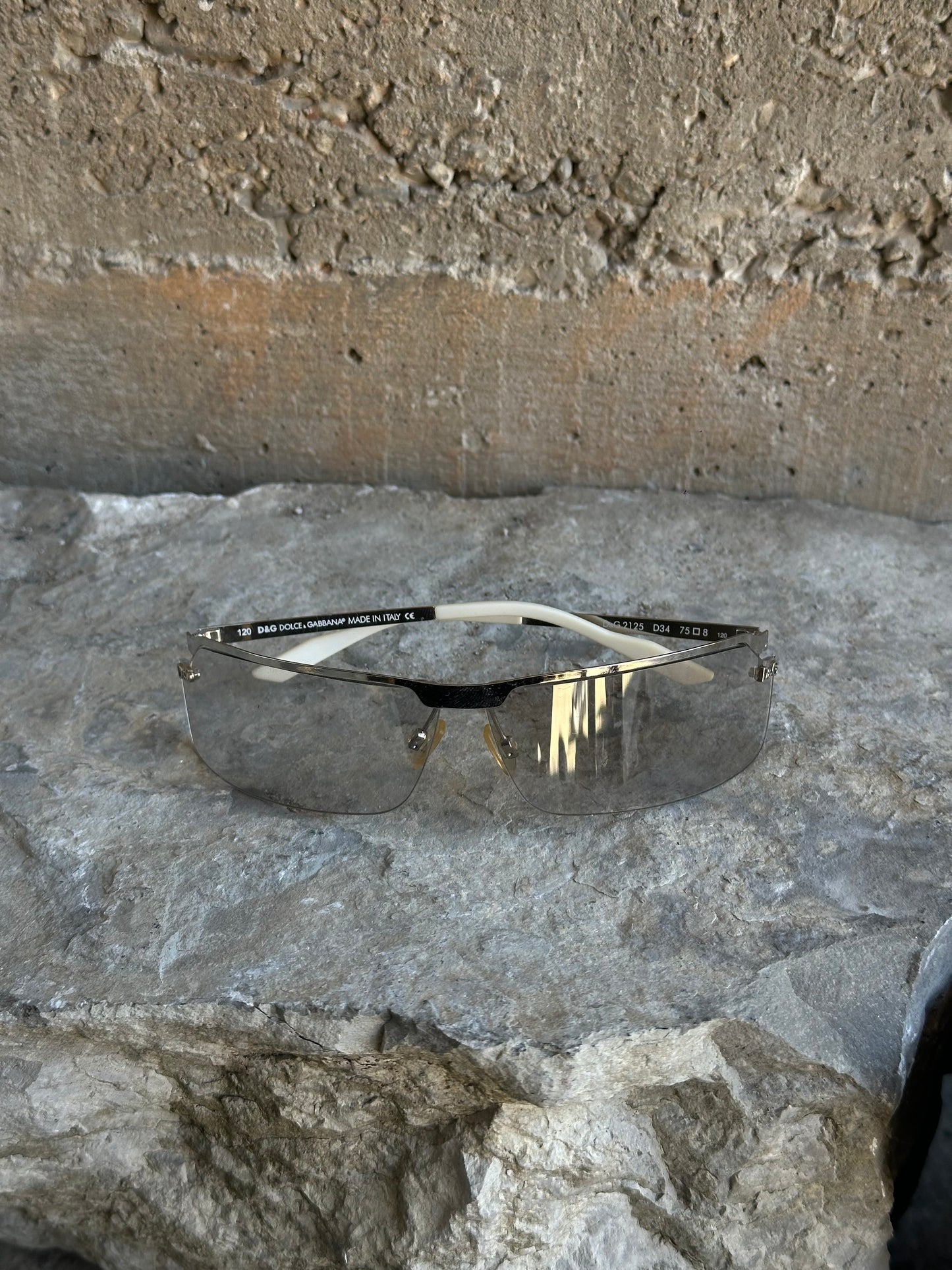 DOLCE & GABBANA SILVER GOGGLE SUNGLASSES