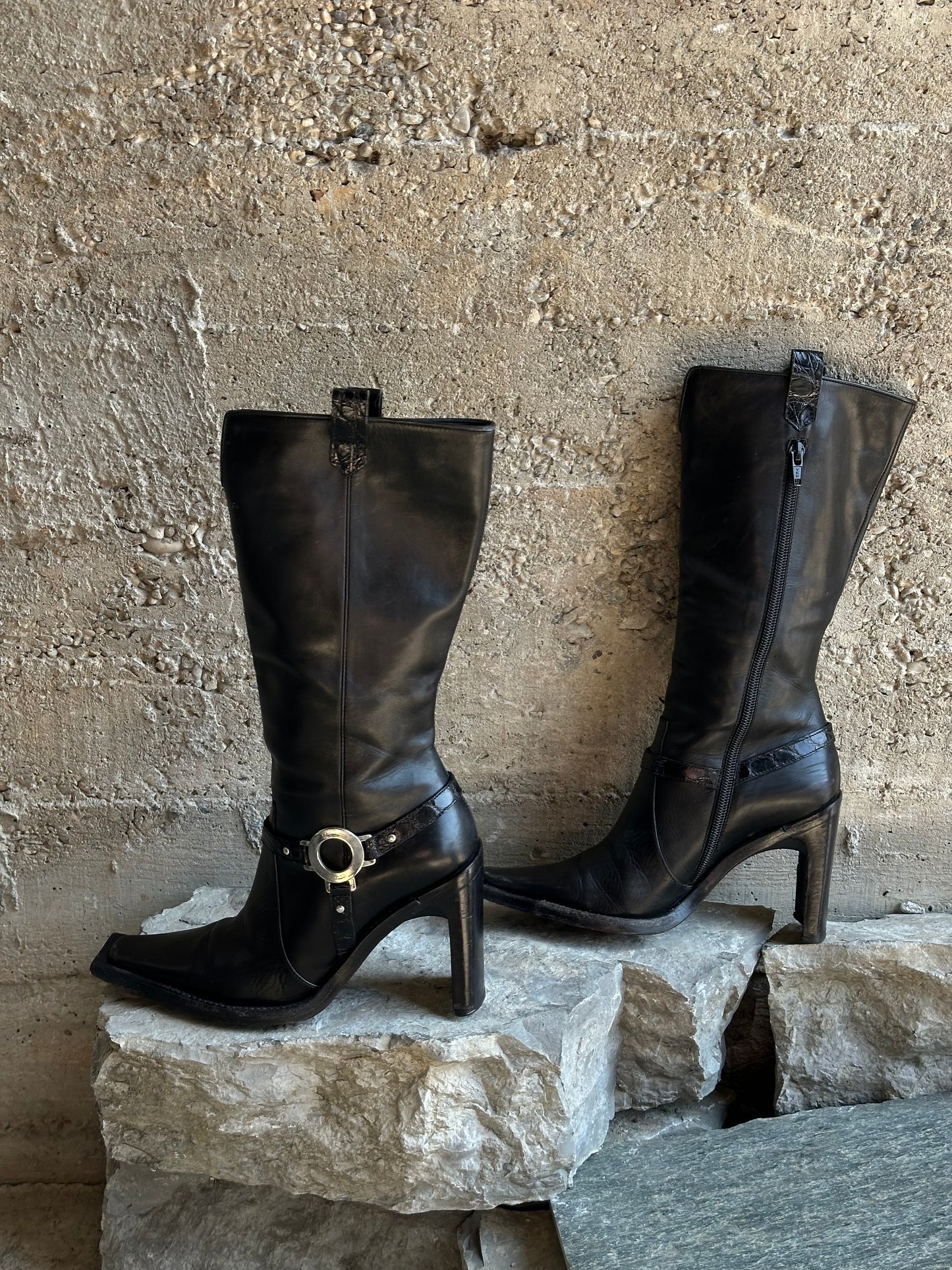 CASADEI HARNESS CROCO BOOTS