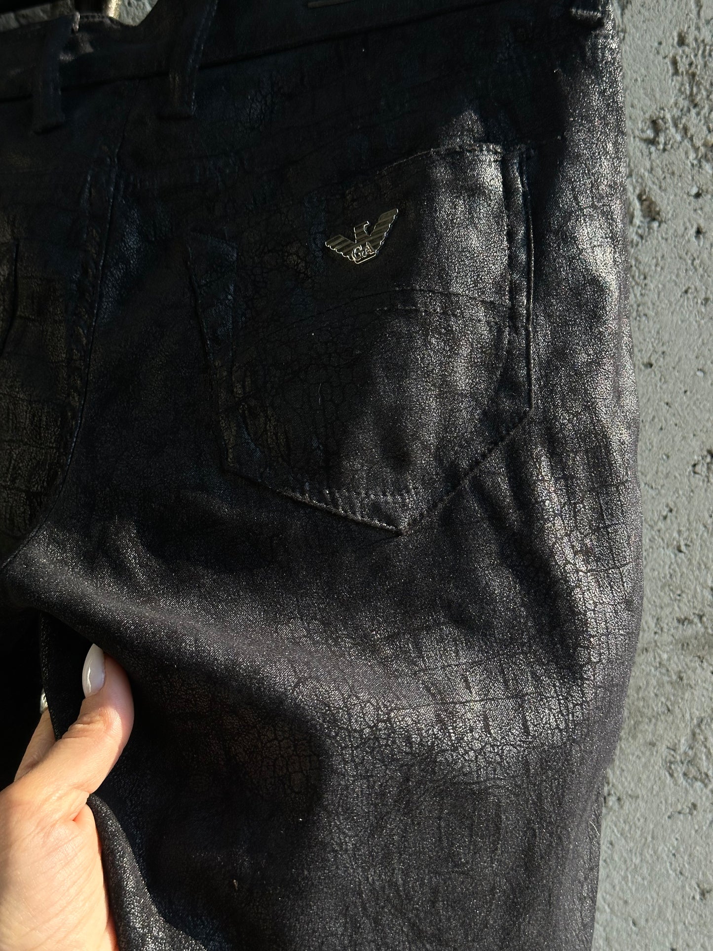 ARMANI SKINNY ELASTIC CROCO PANTS
