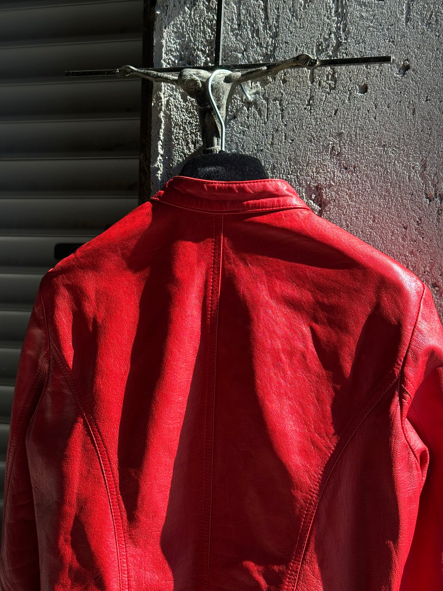 RED EYELETS LEATHER JACKET