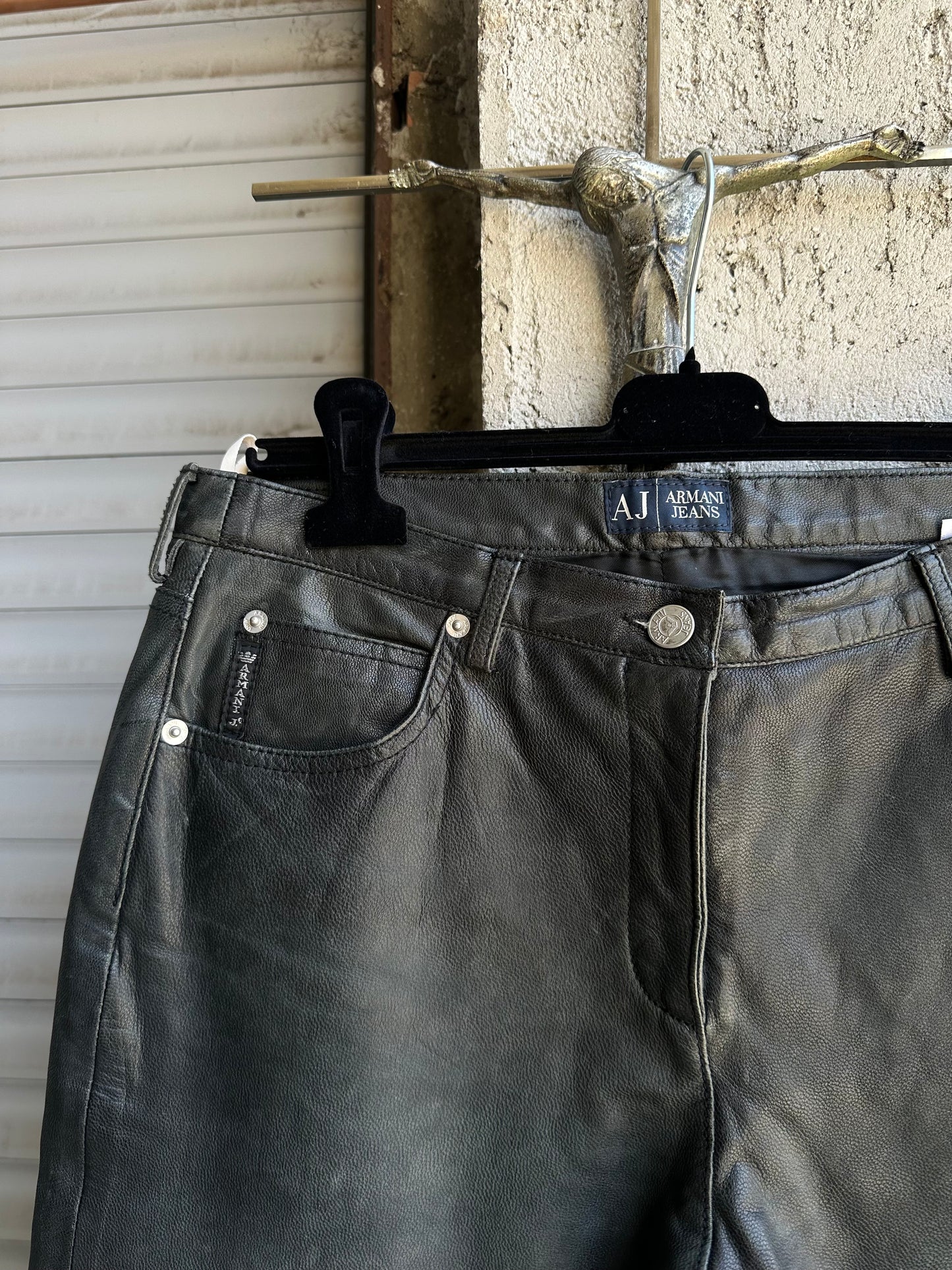 GIORGIO ARMANI LAMBSKIN LEATHER PANTS