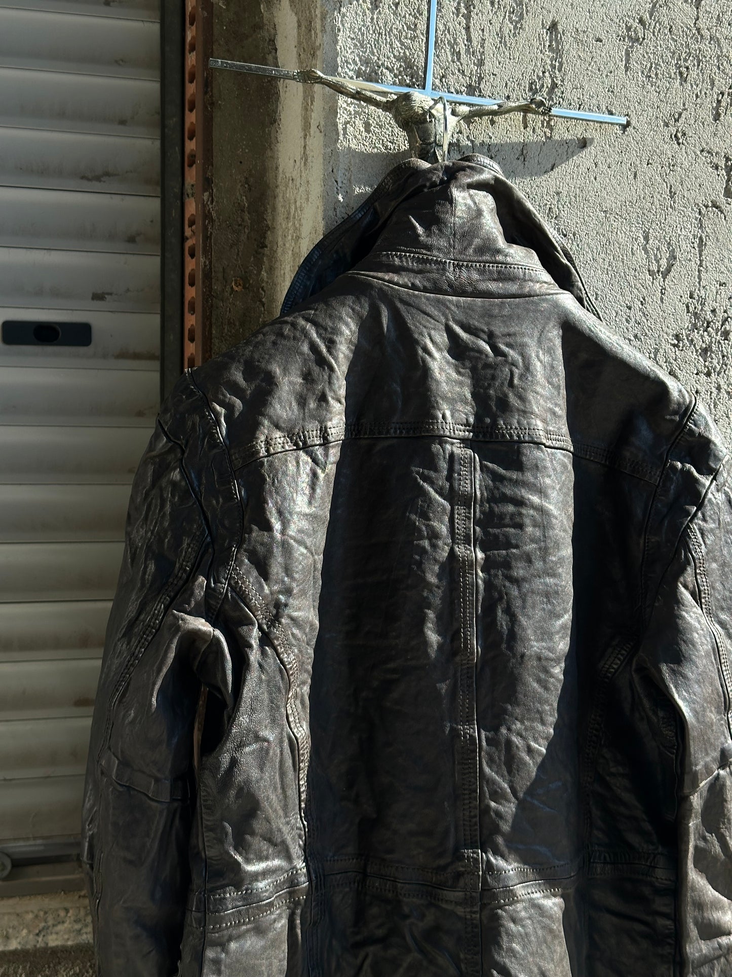 DIESEL BROWN WASHED LEATHER JACKET