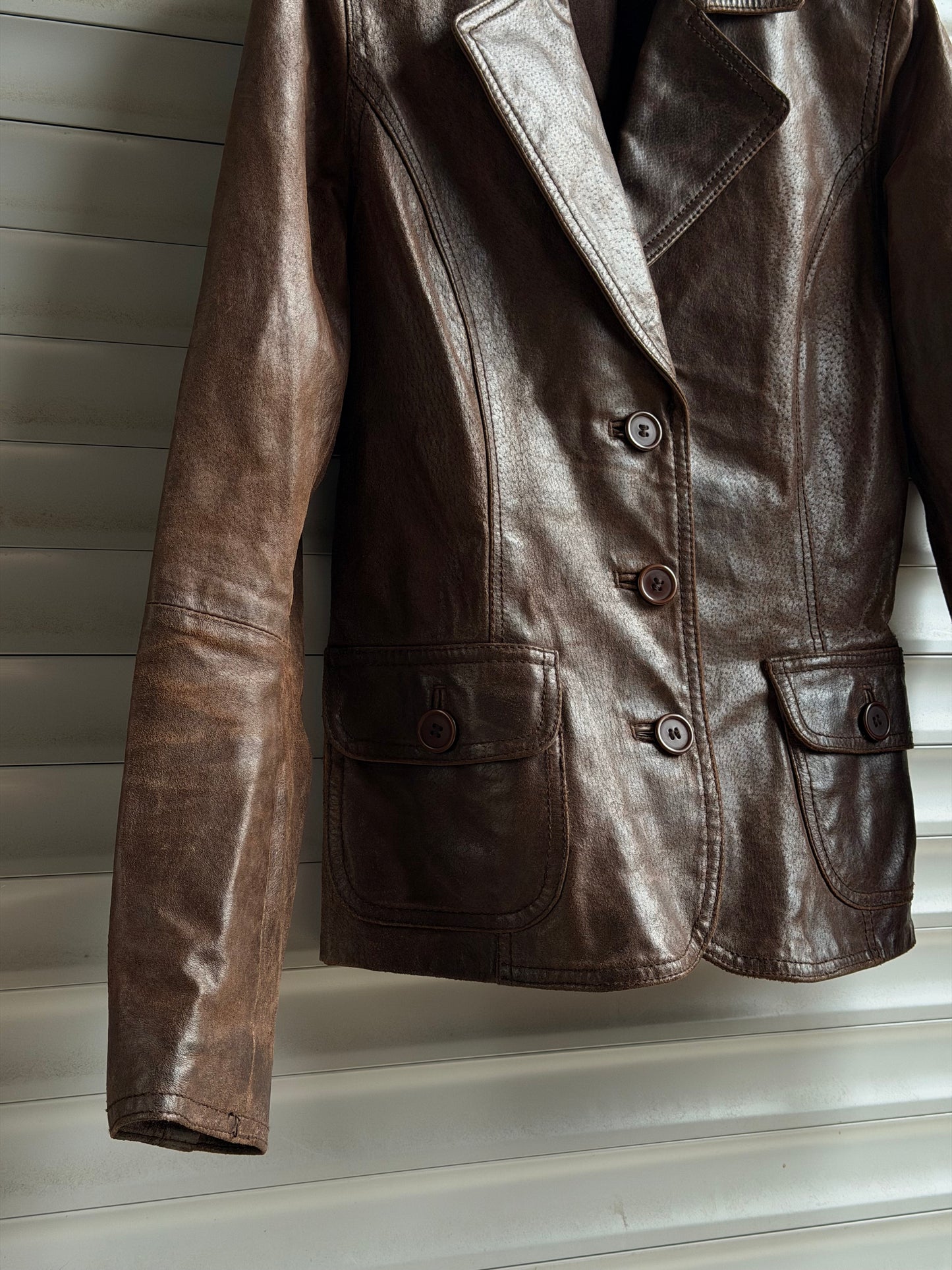 BROWN LEATHER BLAZER