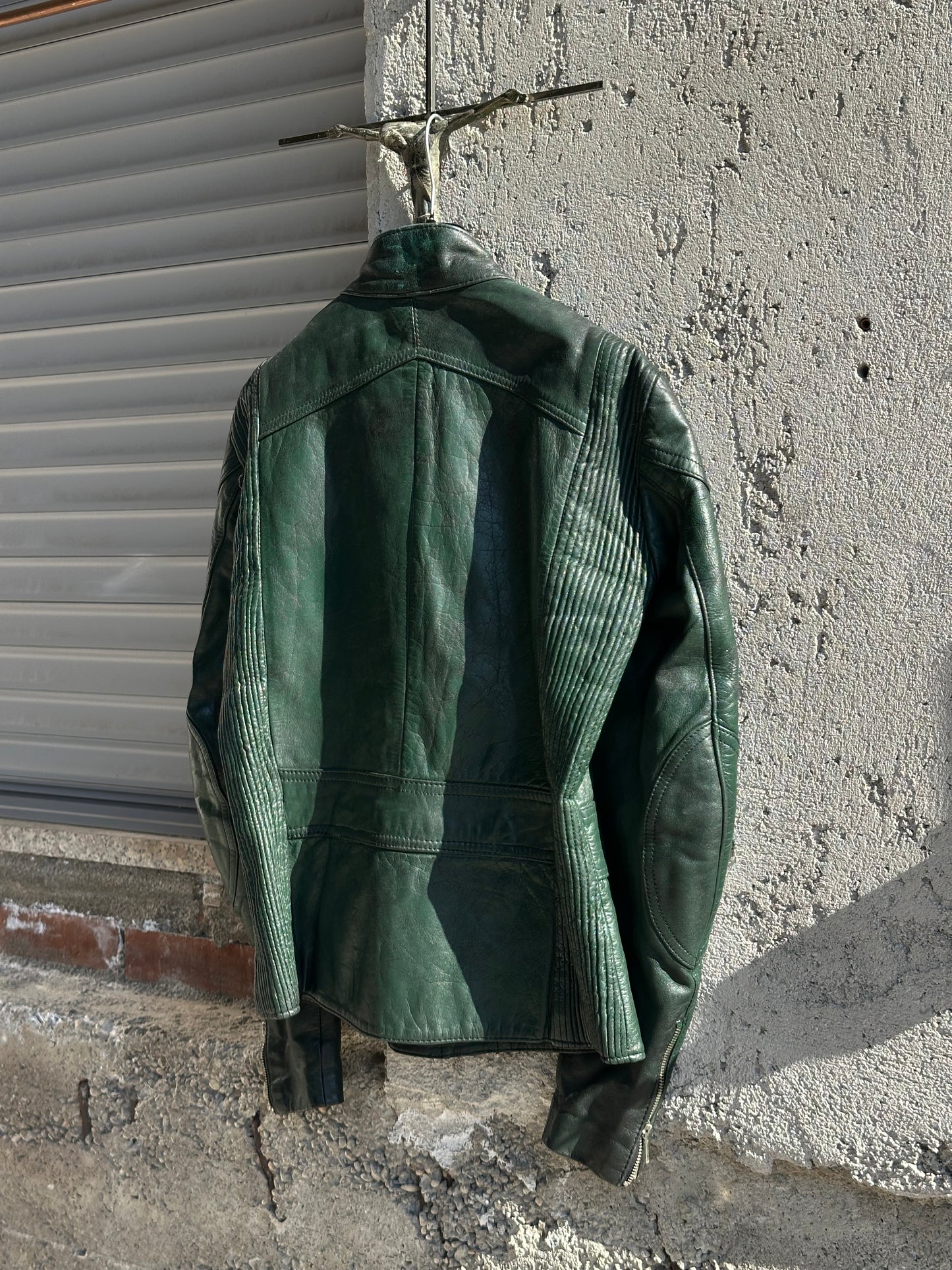 GREEN MOTOR LEATHER JACKET