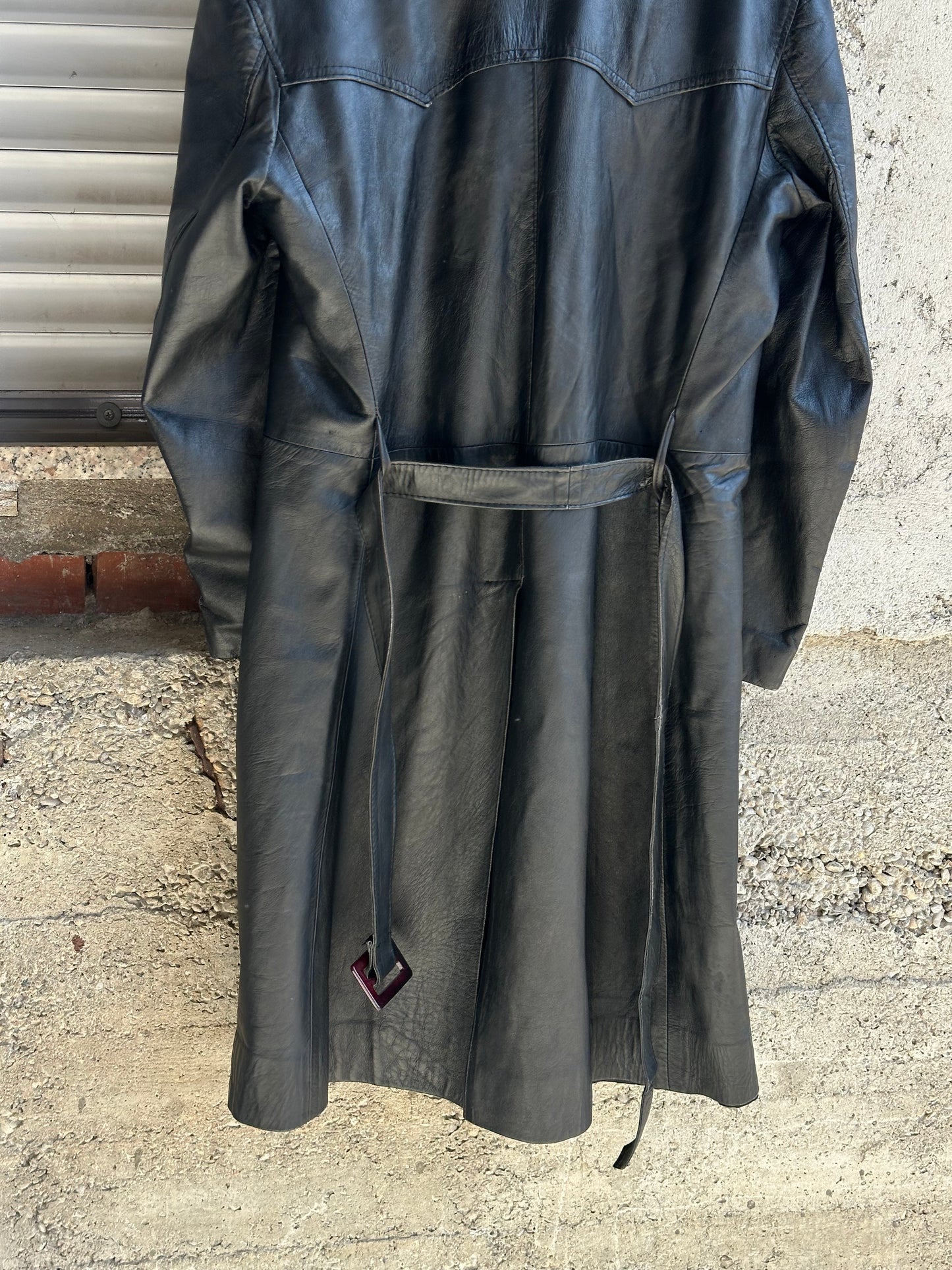 BLACK LEATHER TRENCH COAT