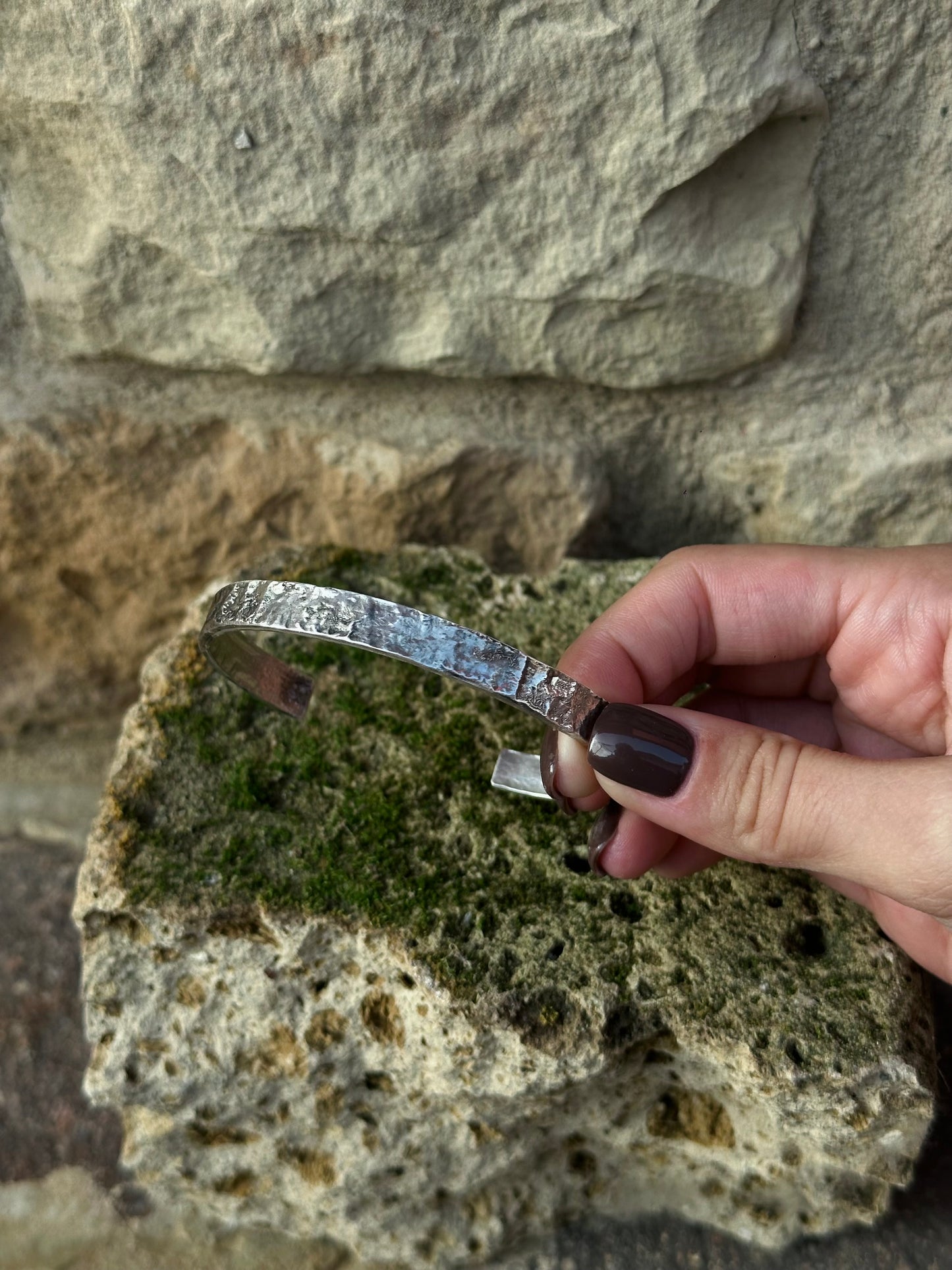 HAILV SOLID UNIQUE TEXTURE SILVER BRACELET