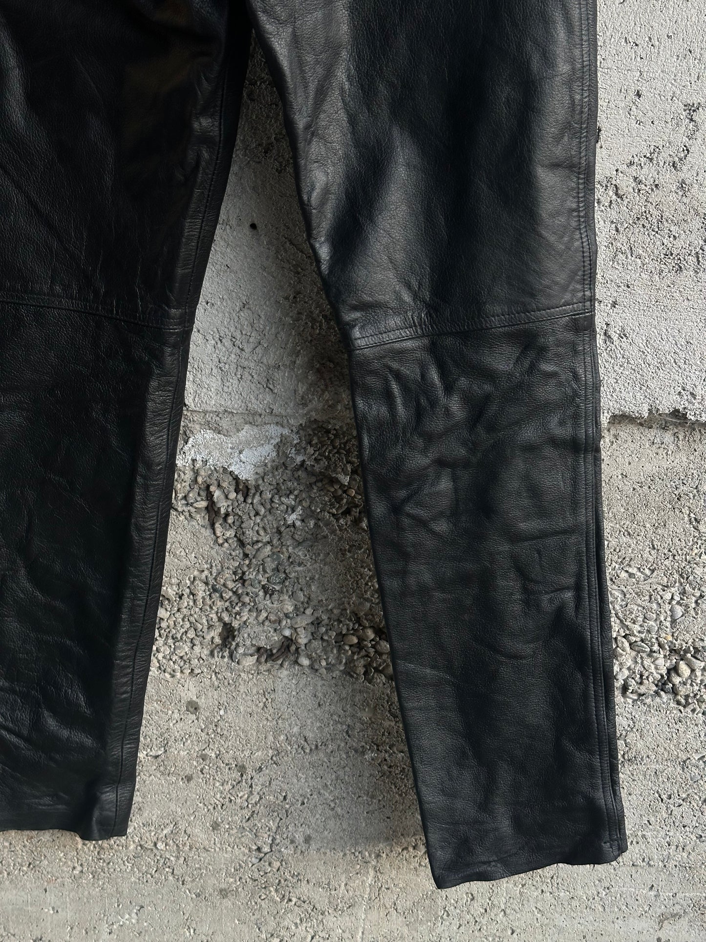 BLACK MOTOR LEATHER PANTS