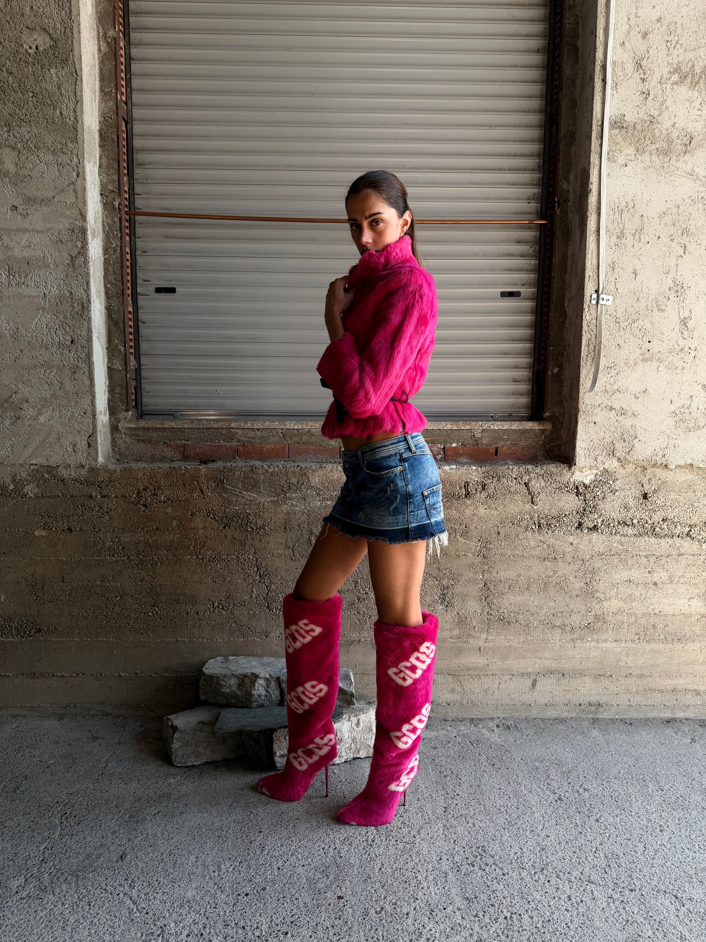 GCDS BRATZ PINK FUR BOOTS