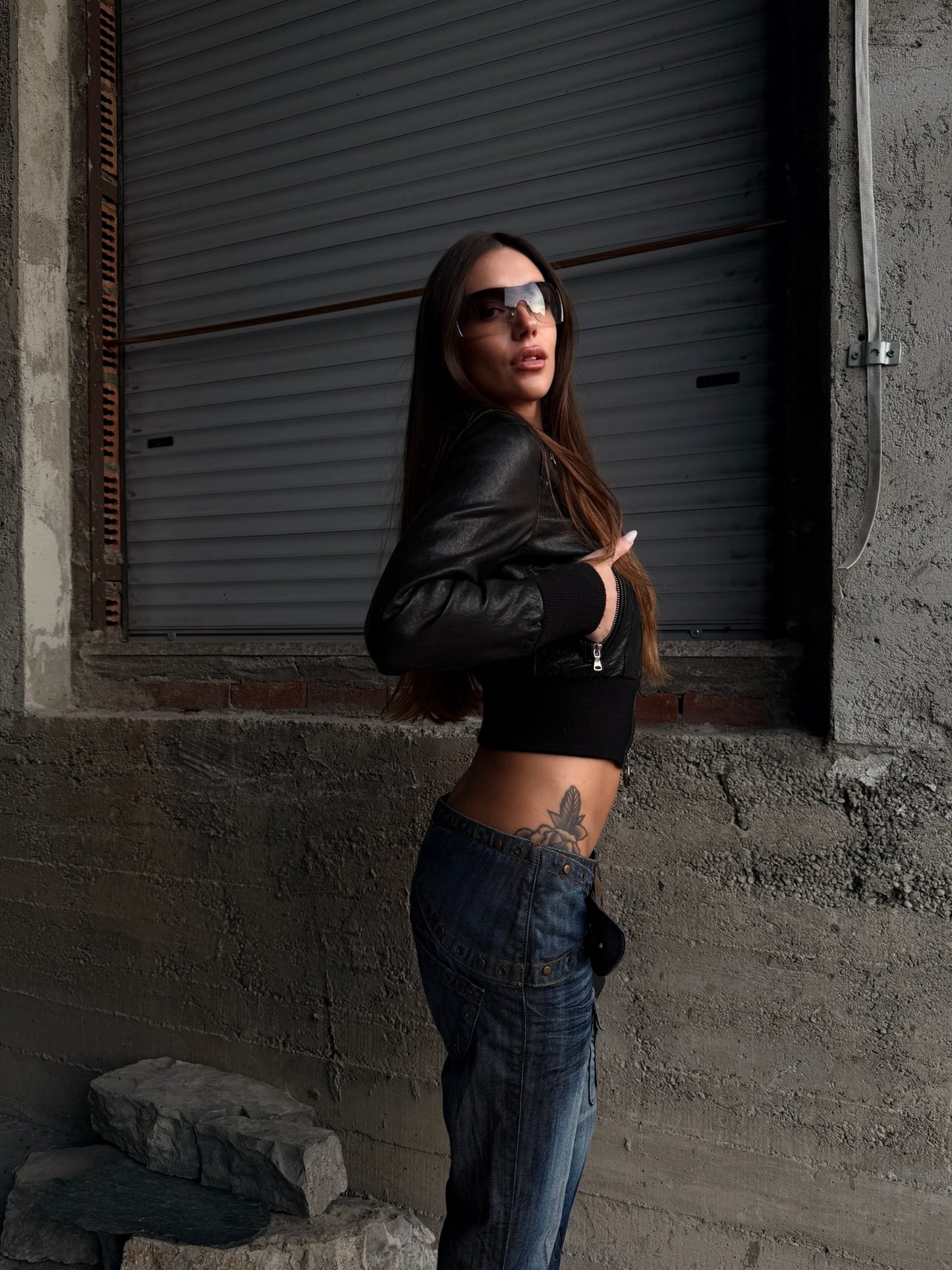 MINI CROPPED BOMBER LEATHER