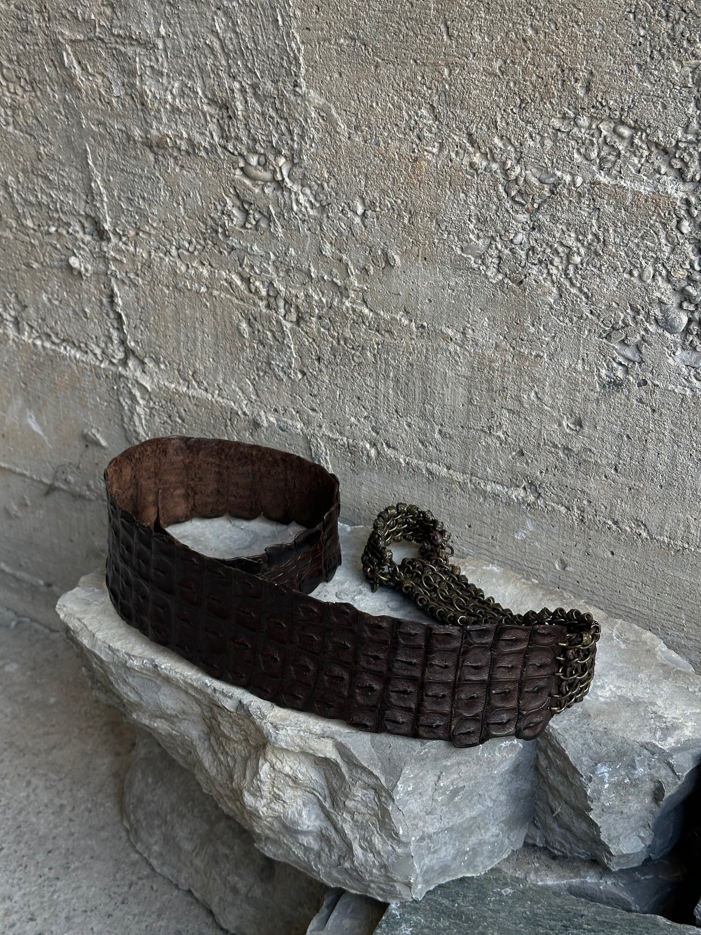 CROCO AND CHAIN BROWN BELT
