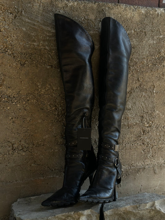 CASADEI MOTOR OVERKNEE LEATHER BOOTS