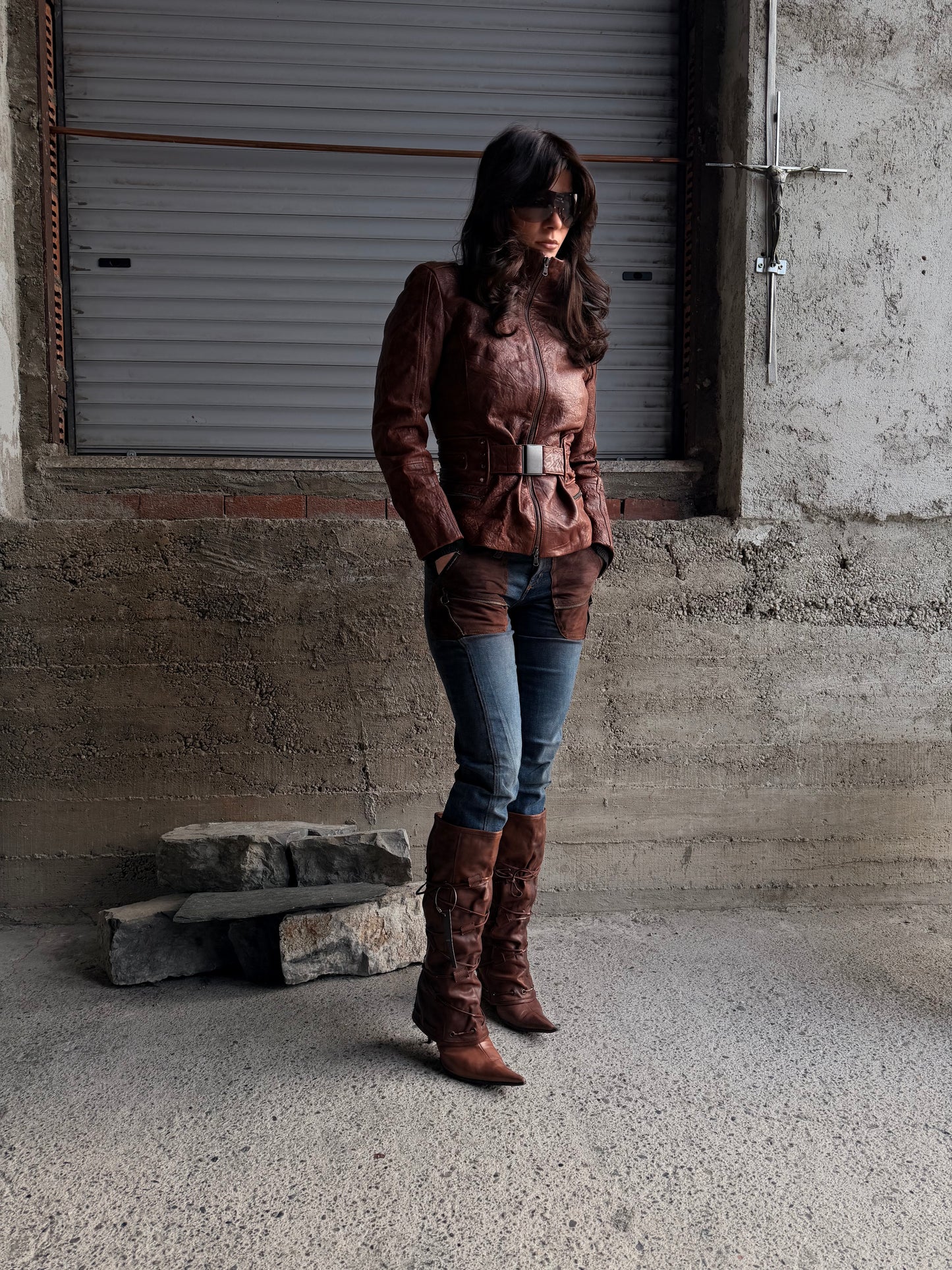 DOLCE & GABBANA BROWN SUEDE JEANS