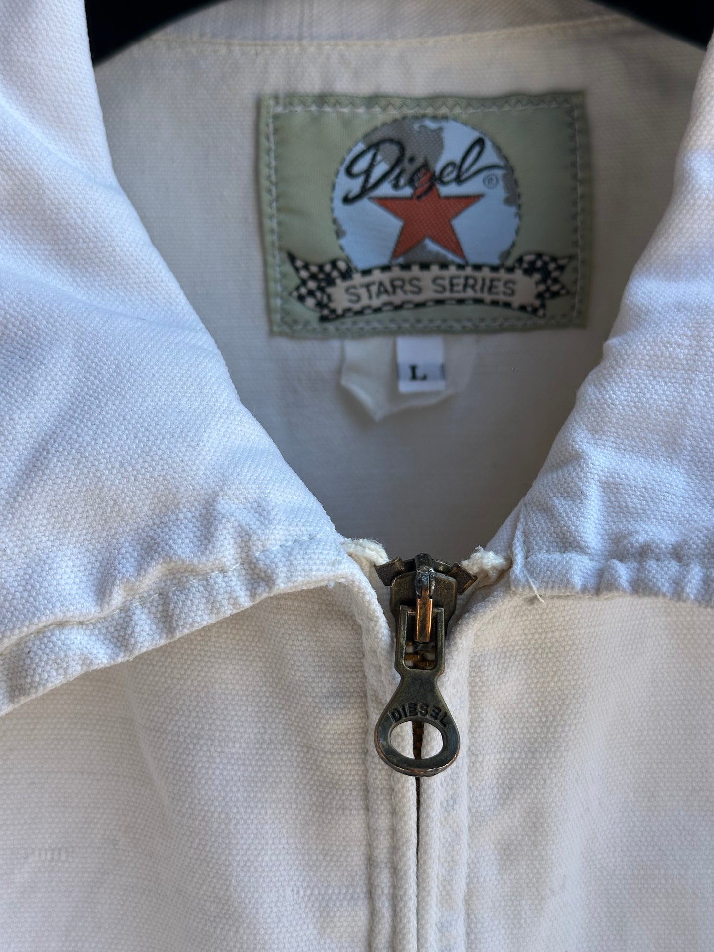 DIESEL WHITE DENIM ZIPPED JACKET