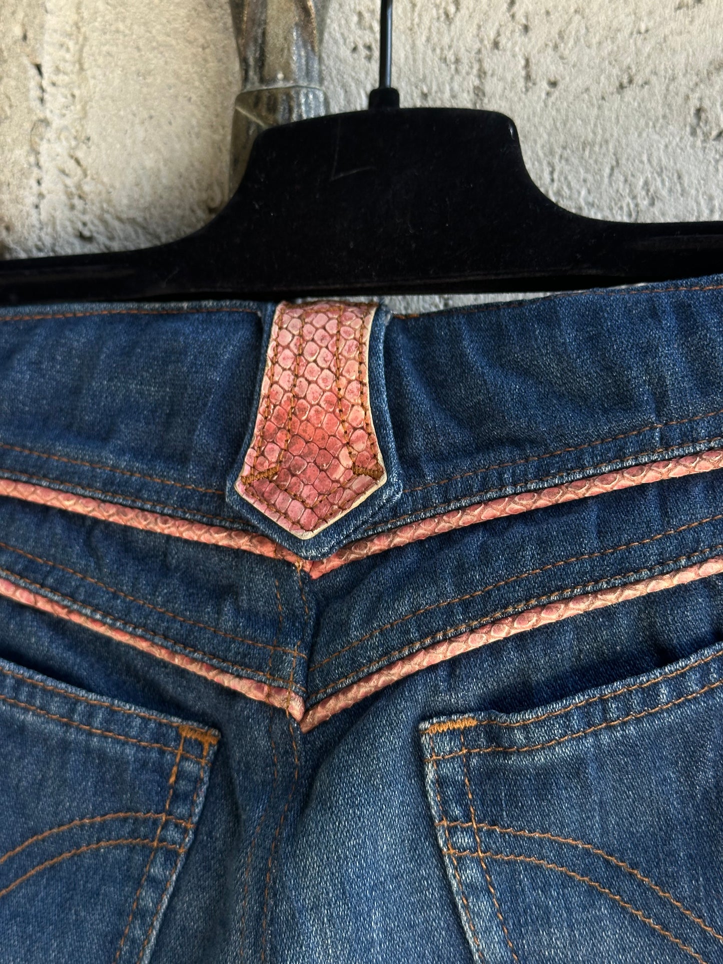 DOLCE & GABBANA FLARED PYTHON DETAILS JEANS