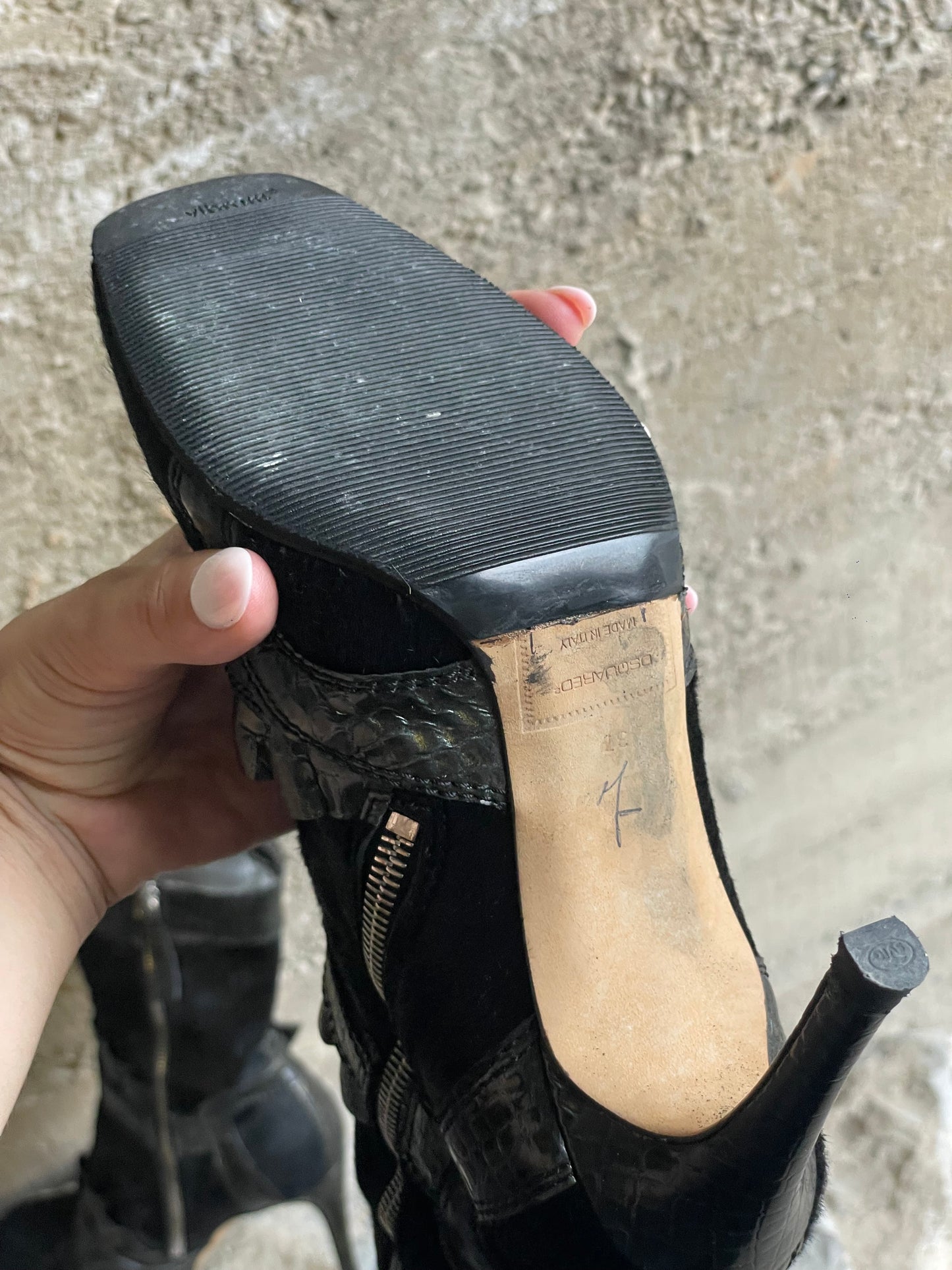 DSQUARED2 PONYHAIR CROCO BOOTS