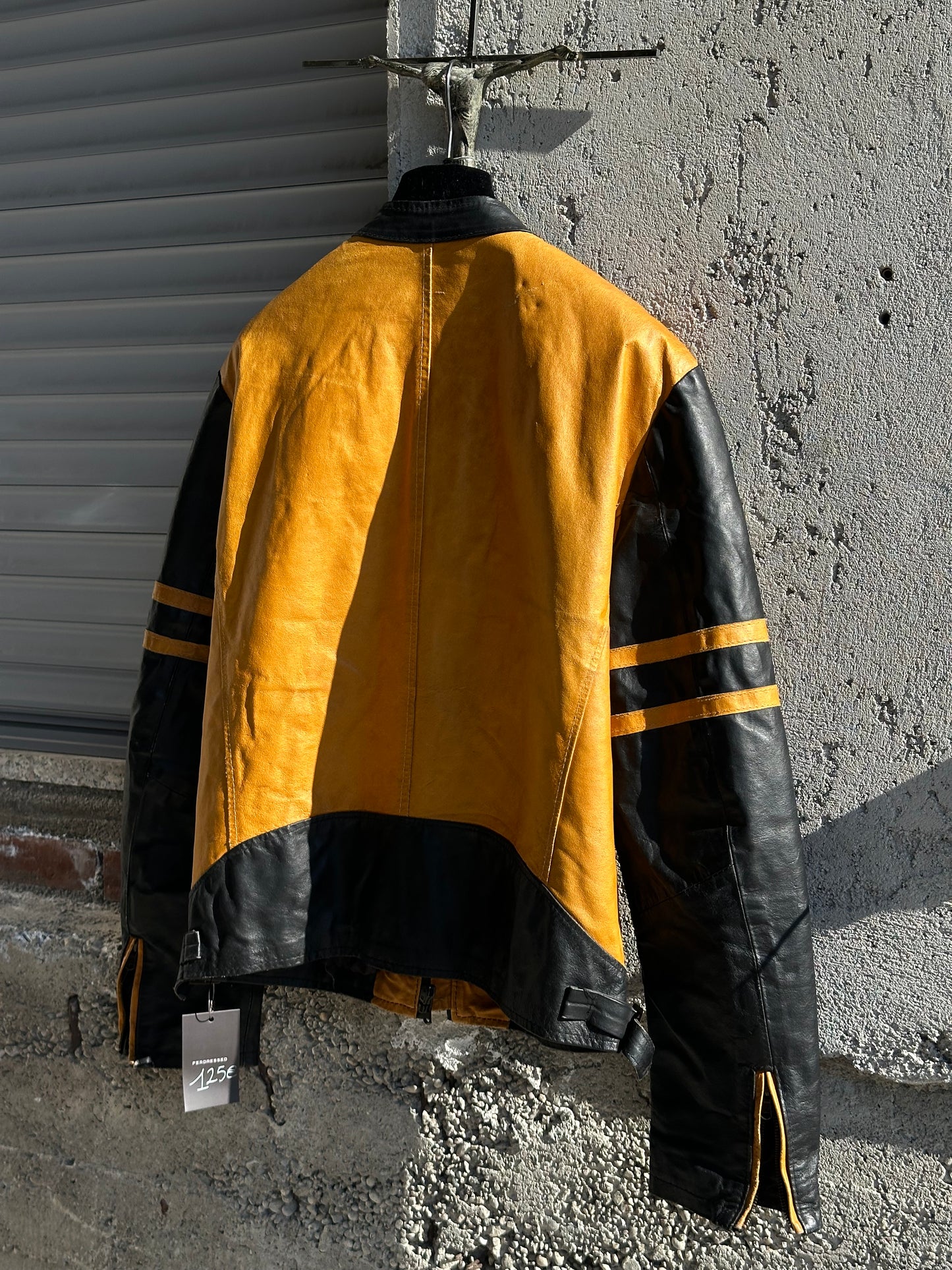 YELLOW AND BLACK LEATHER JACKET