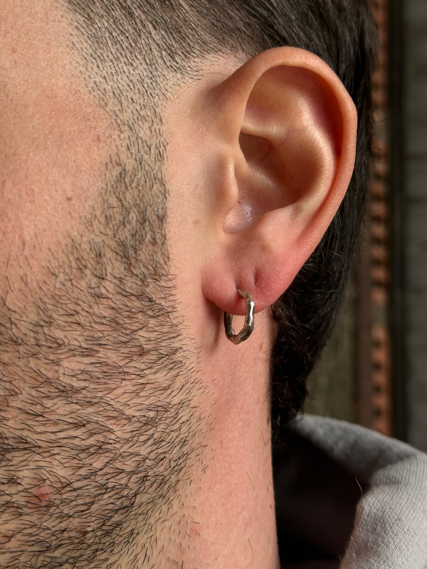 HANDMADE MINI MELTED SILVER EARRINGS