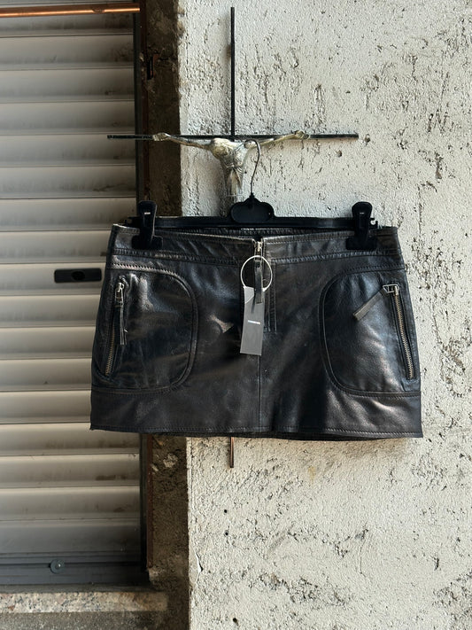 BLACK LEATHER MINI SKIRT