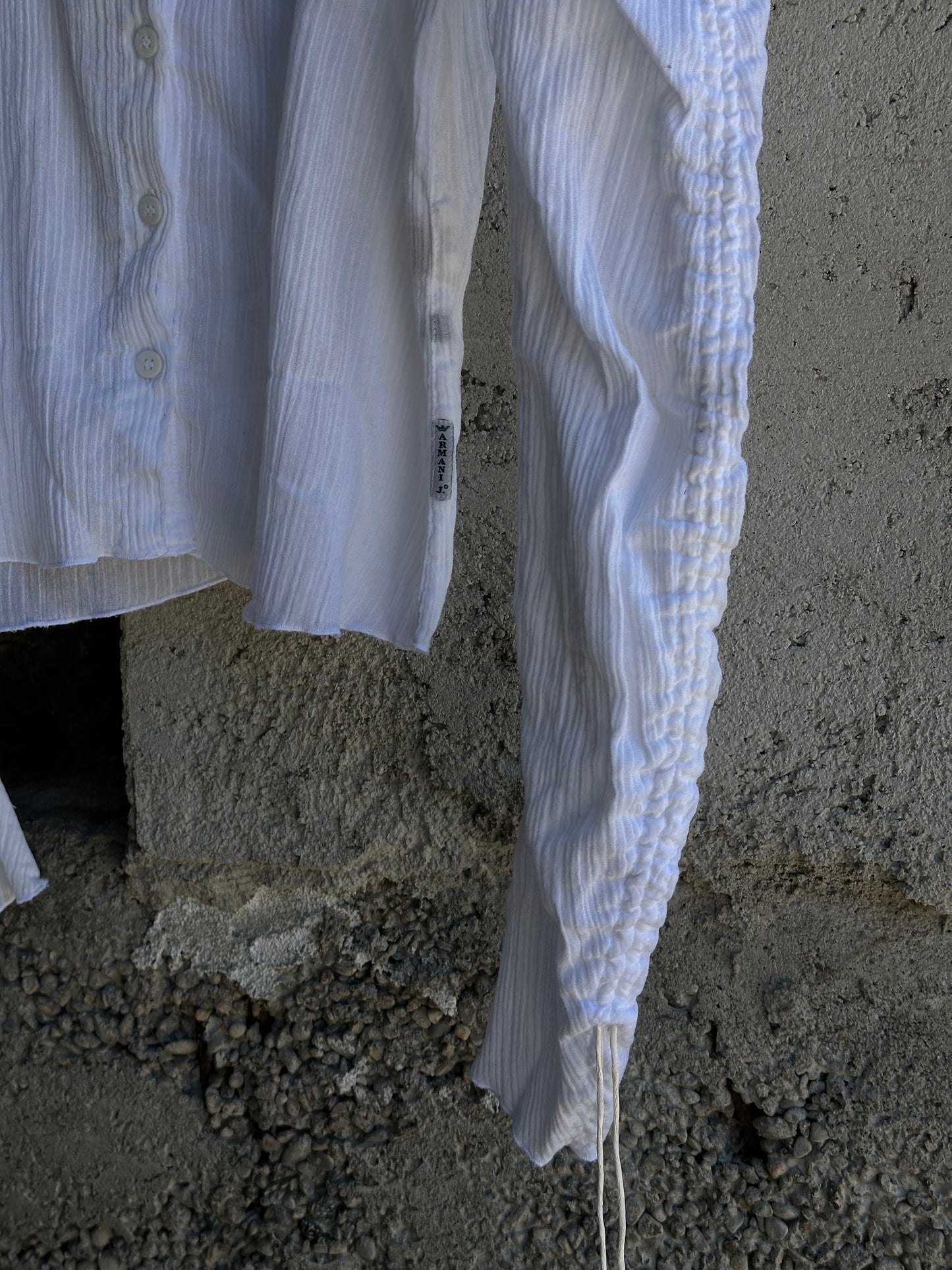 ARMANI PLISSE SEMITRANSPARENT WHITE SHIRT