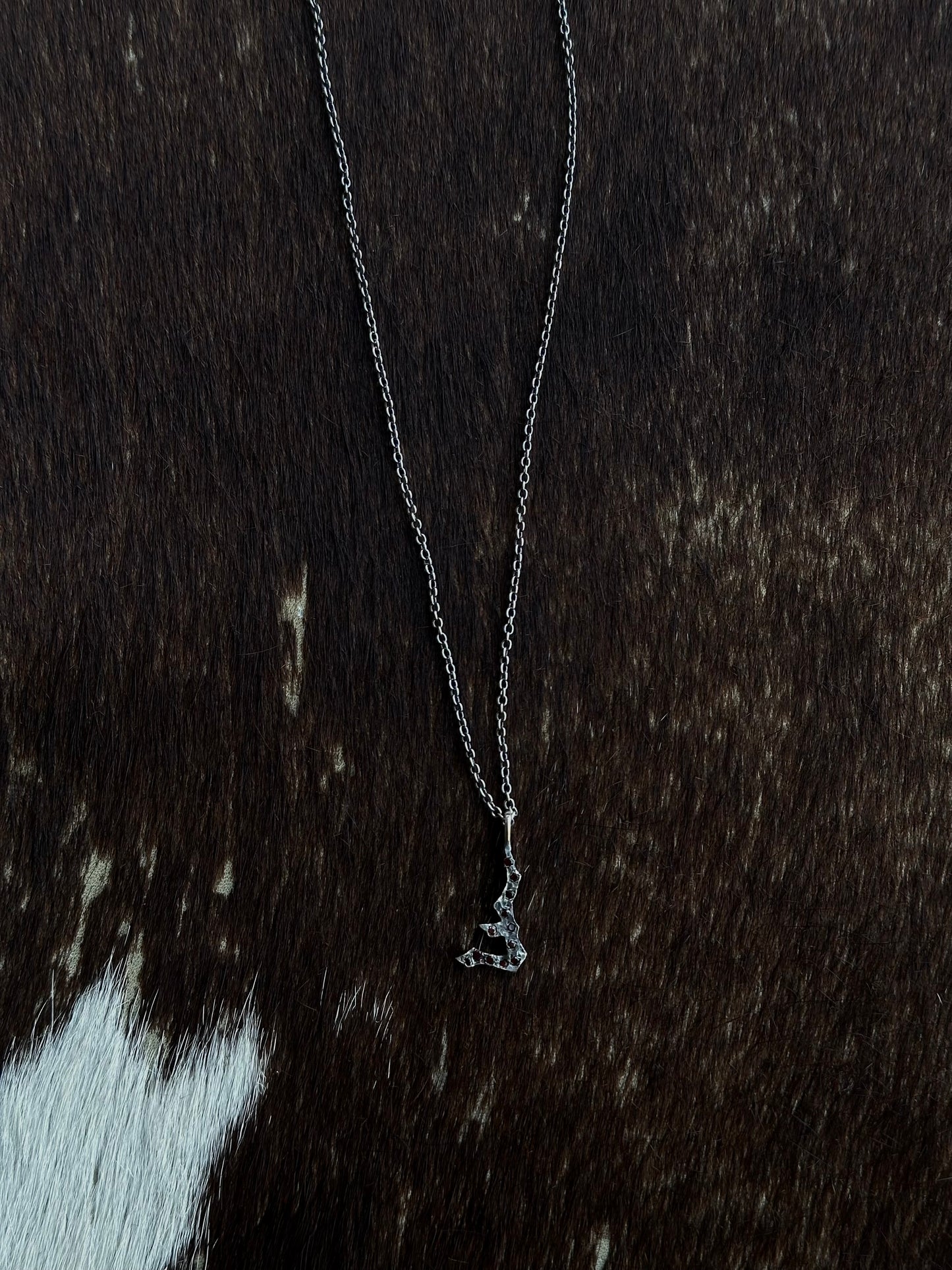 HAILV CUSTOM SILVER NECKLACE WITH RED NATURAL STONES