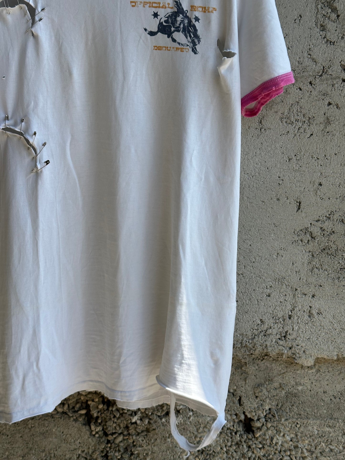 DSQUARED2 PINK RODEO DISTRESSED T-SHIRT
