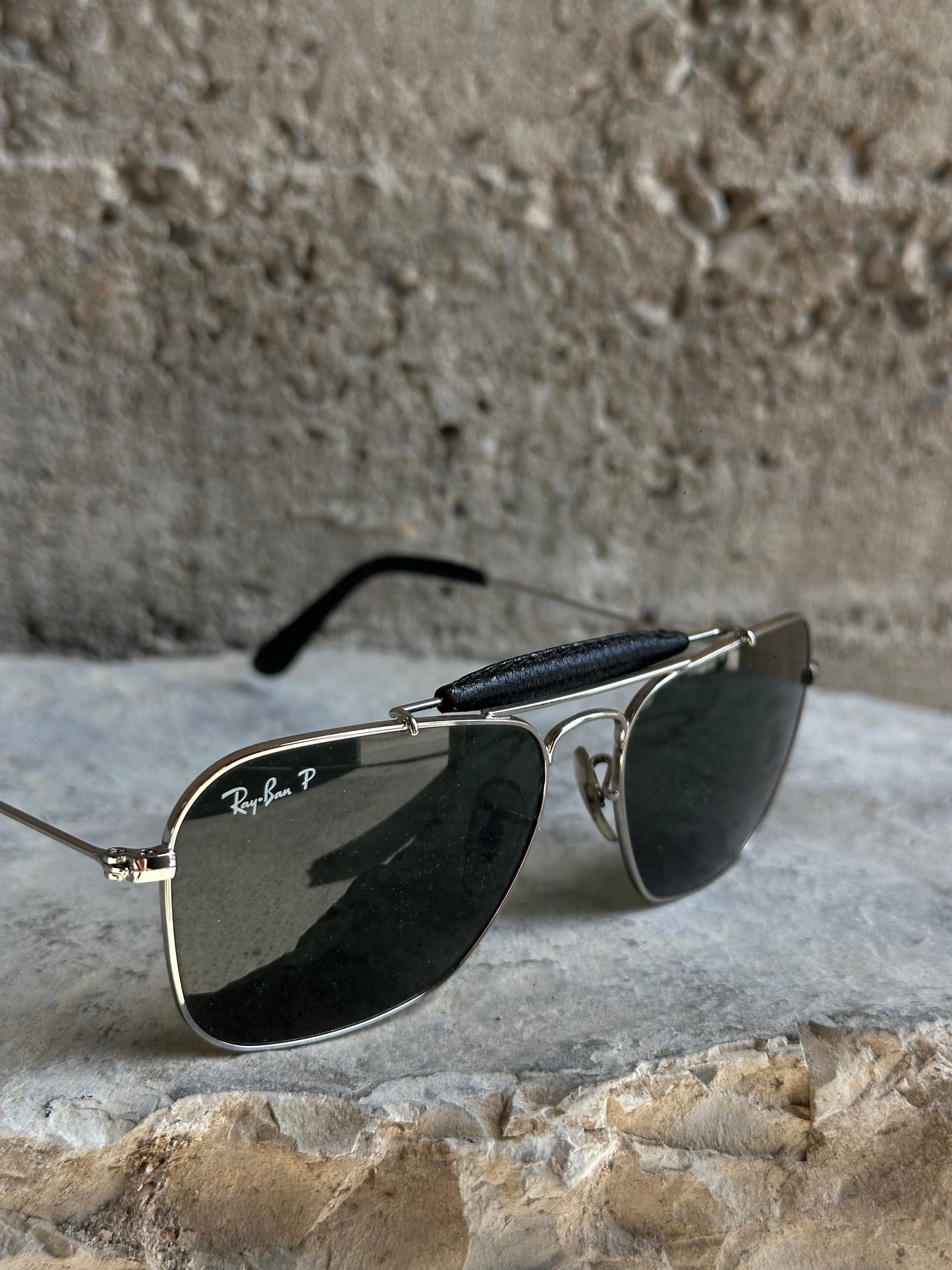 RAY BAN RB 3415-Q CARAVAN LEATHER SUNGLASSES