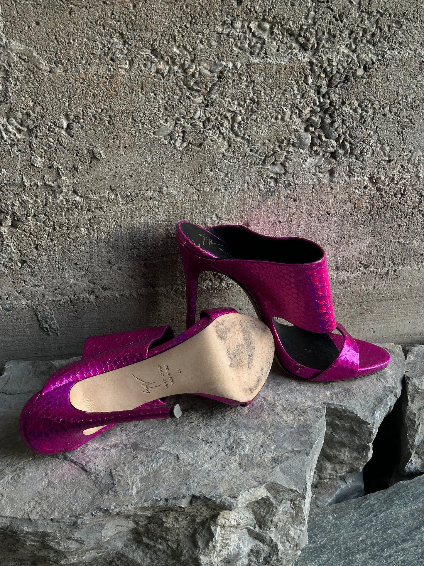 GIUSEPPE ZANOTTI PINK CROCO MULES