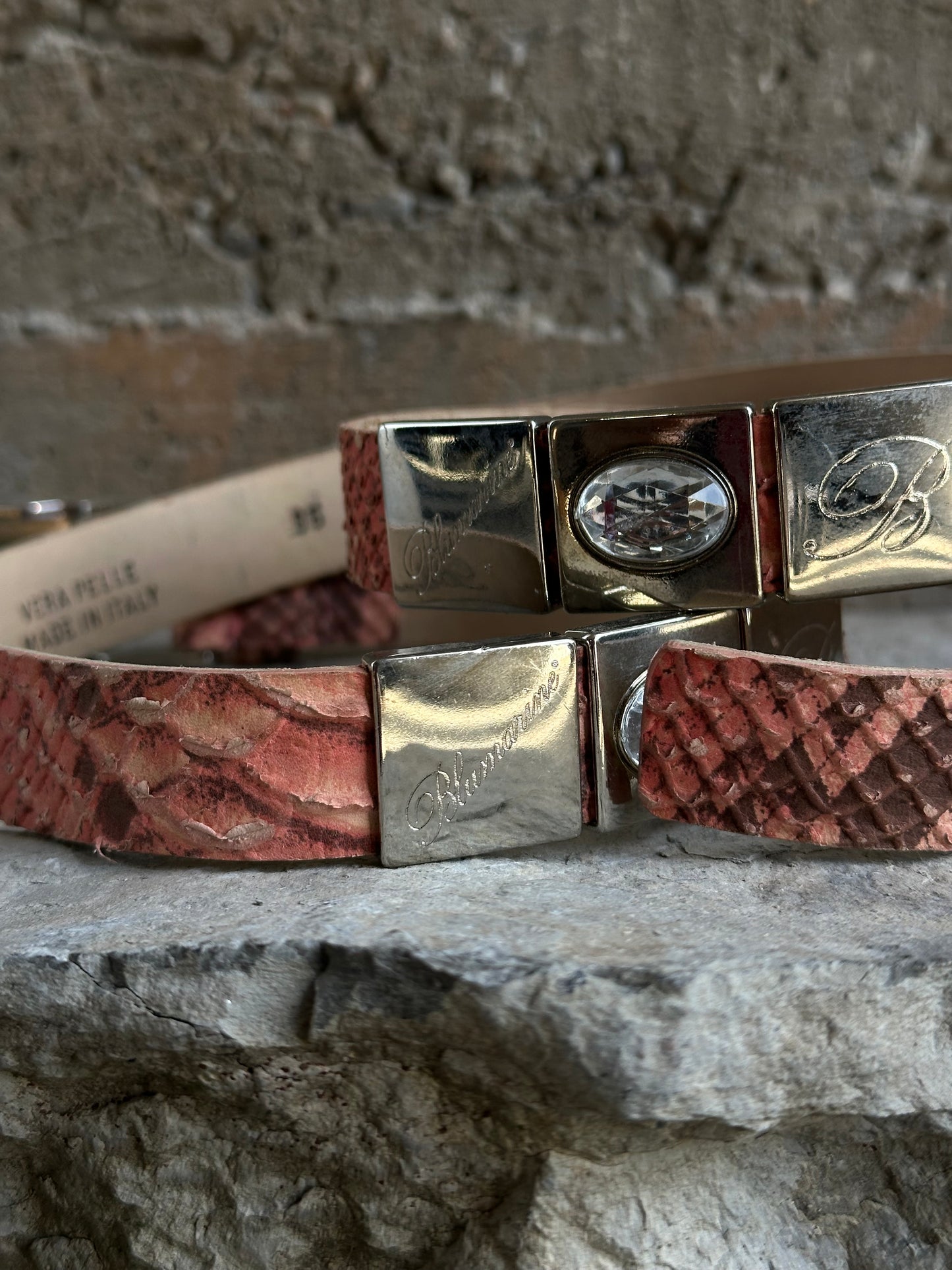 BLUMARINE PINK SNAKE SKIN LEATHER BELT