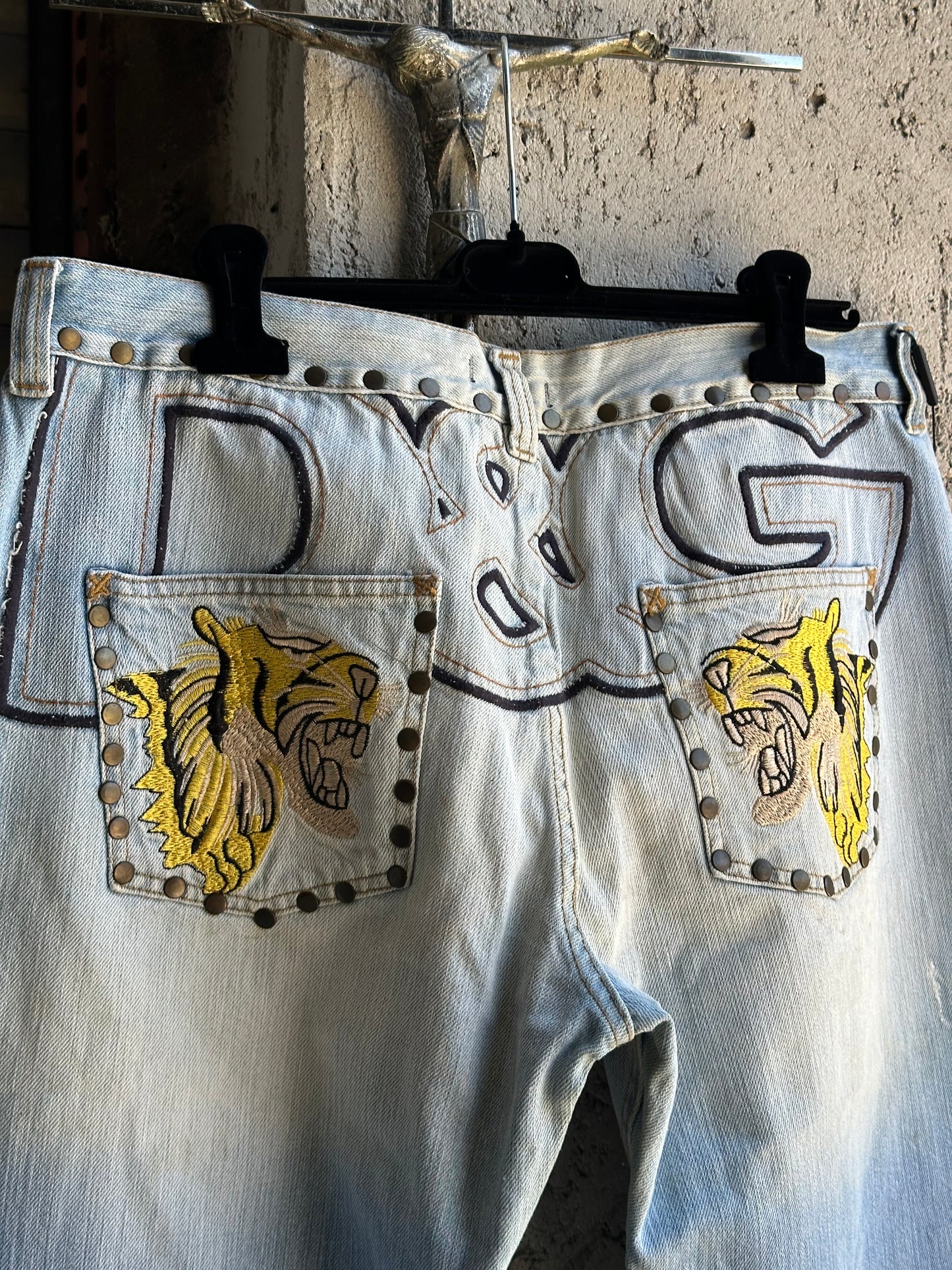 DOLCE & GABBANA TIGER STUDDED JEANS