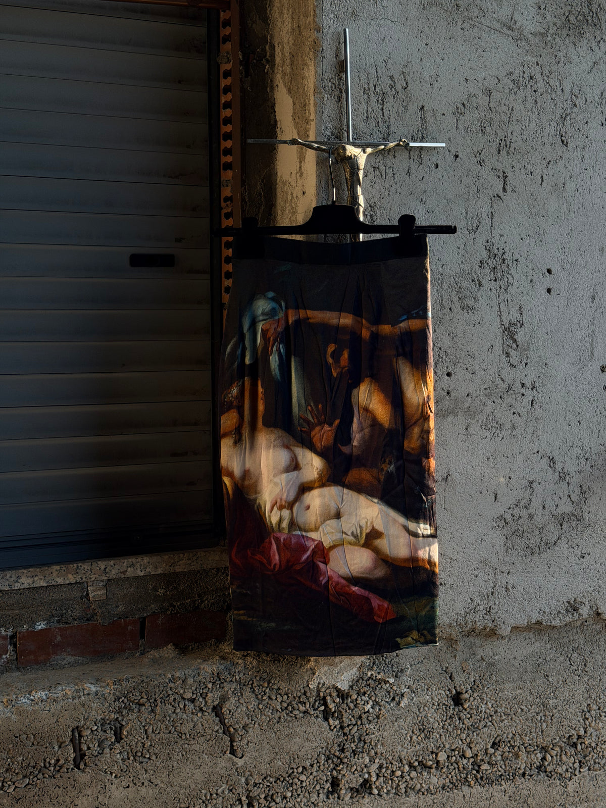 DOLCE & GABBANA SACRED CANVAS SILK SKIRT