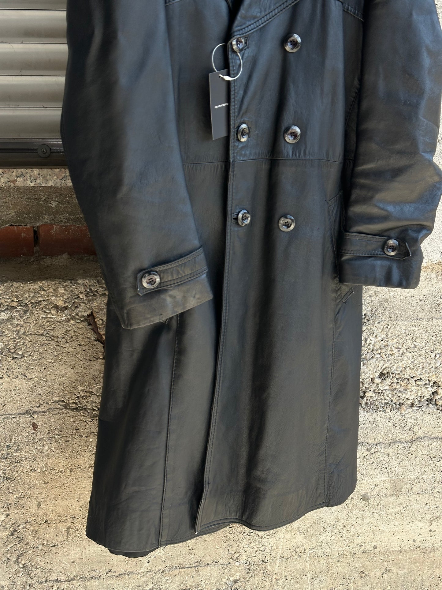 BLACK LEATHER TRENCH COAT