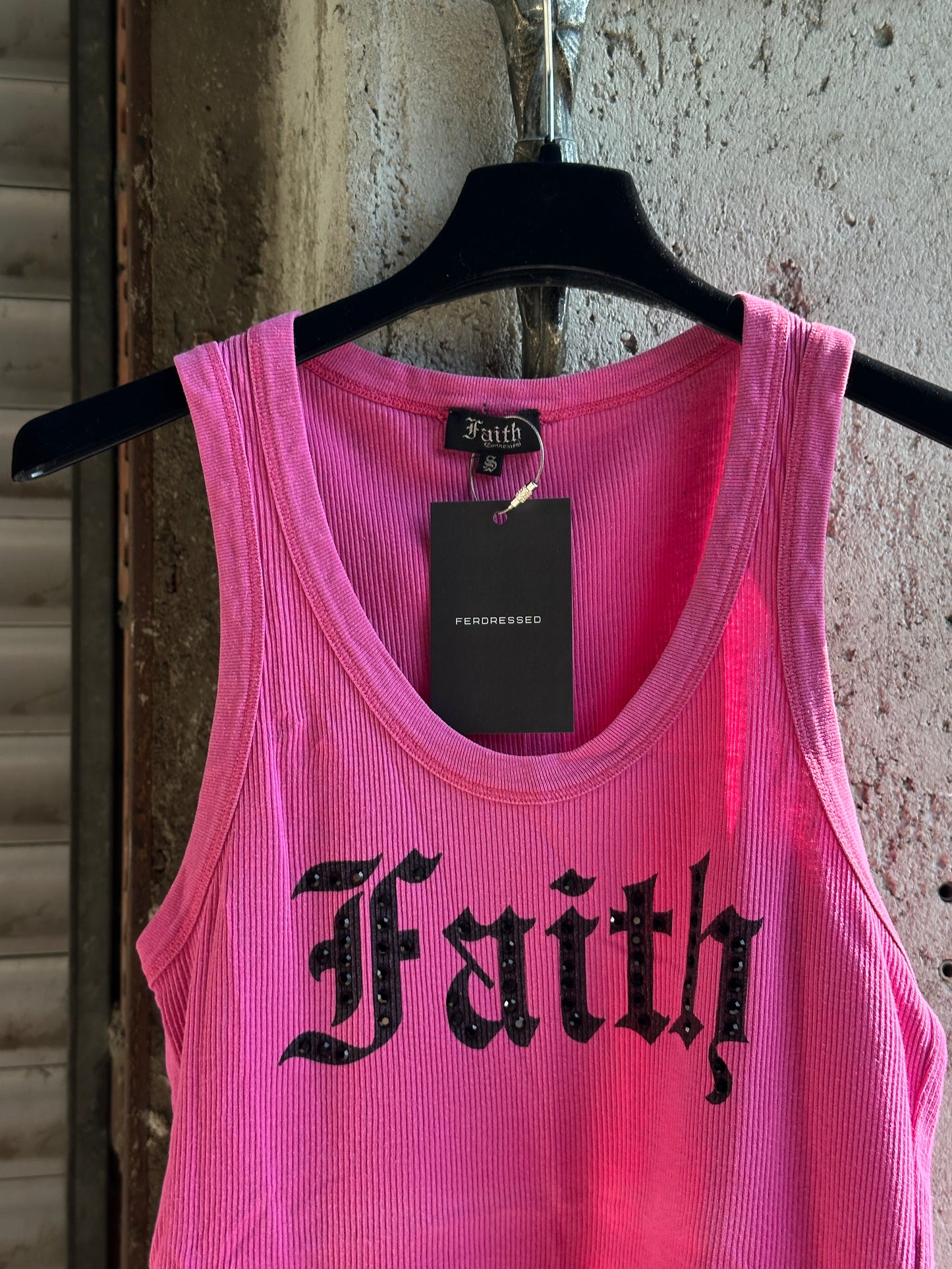 FAITH PINK RHINESTONES TANK TOP