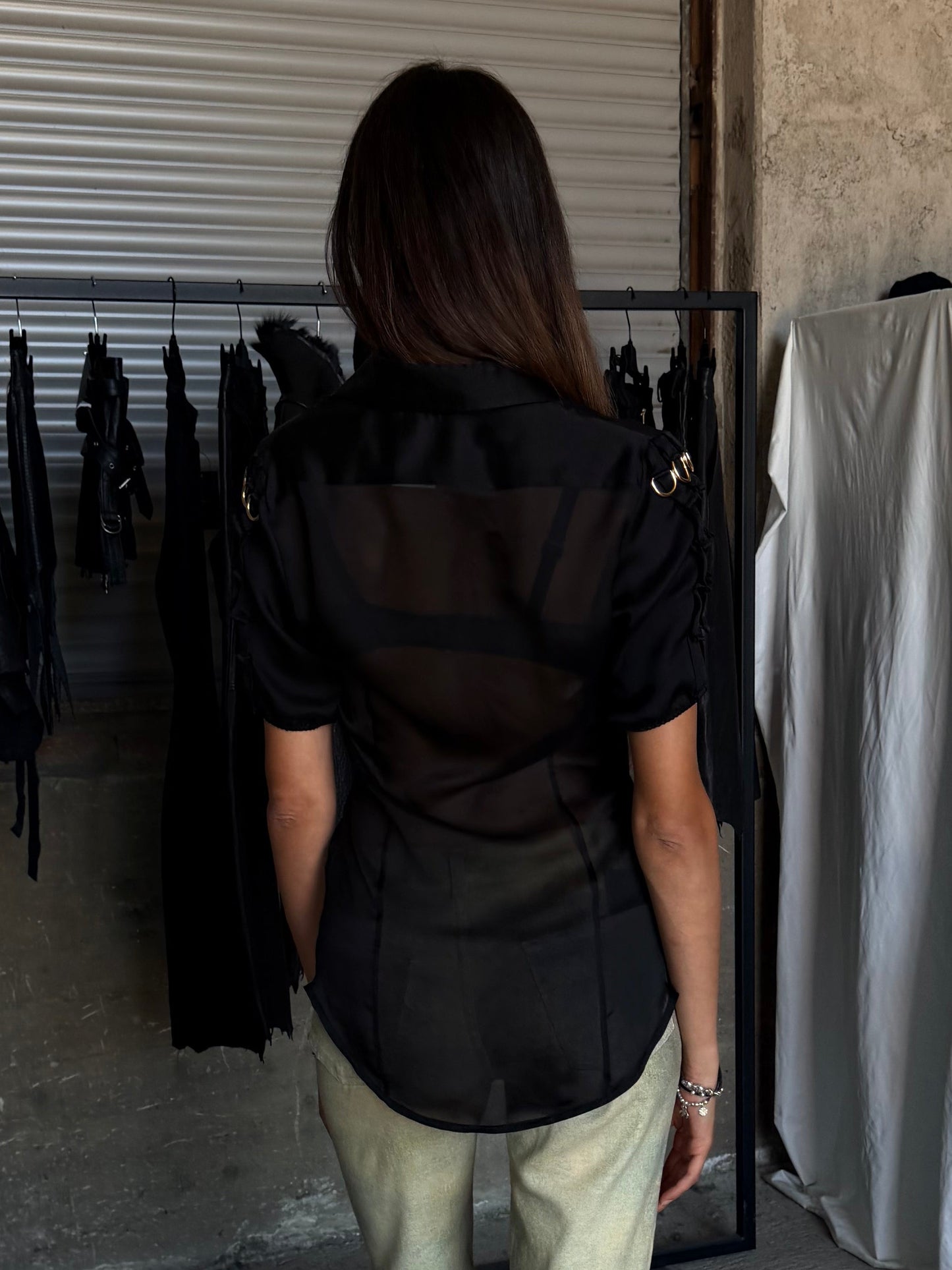 DSQUARED2 BLACK TRANSPARENT SHIRT