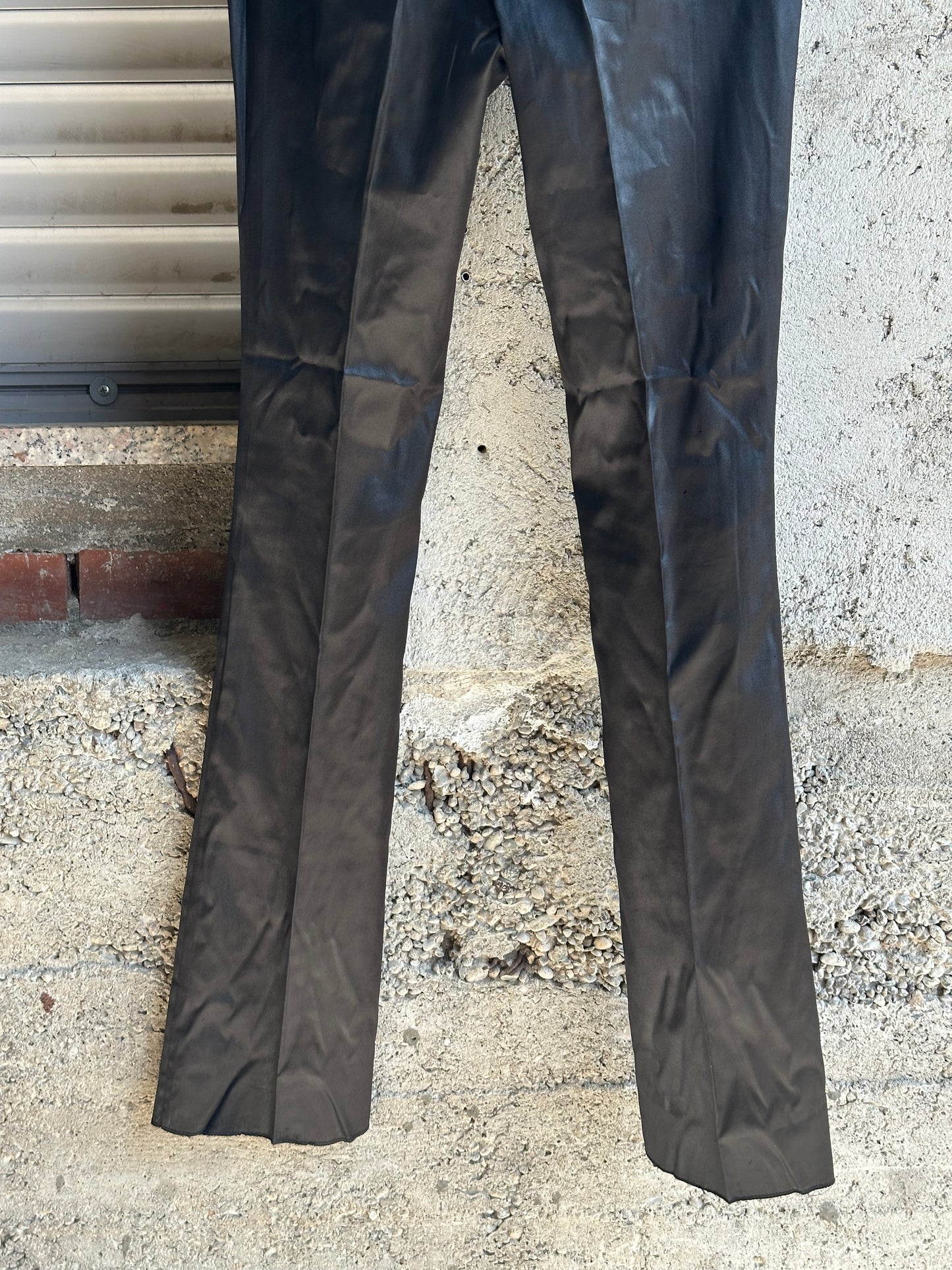 DOLCE & GABBANA BLACK SATIN SLIM LEG PANTS