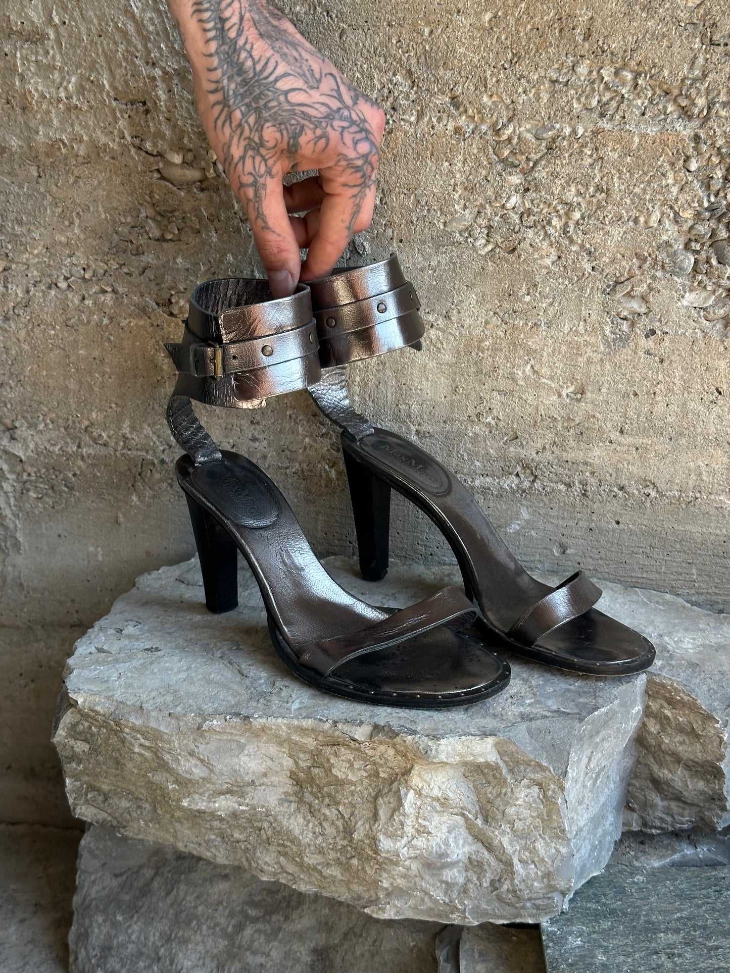 MAX MARA STUDDED GLADIATOR SANDALS