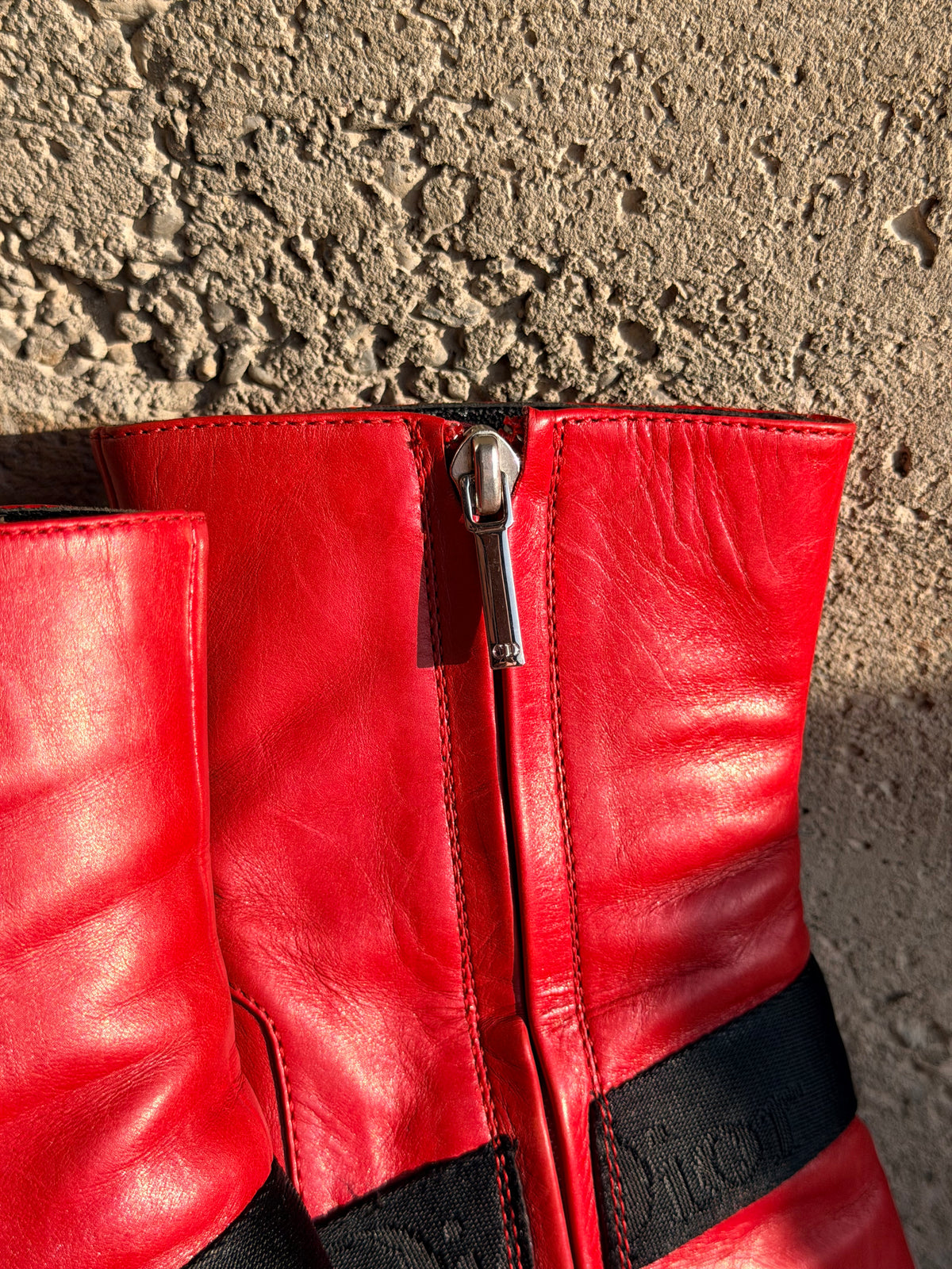 DIOR RED ANKLE BOOTS