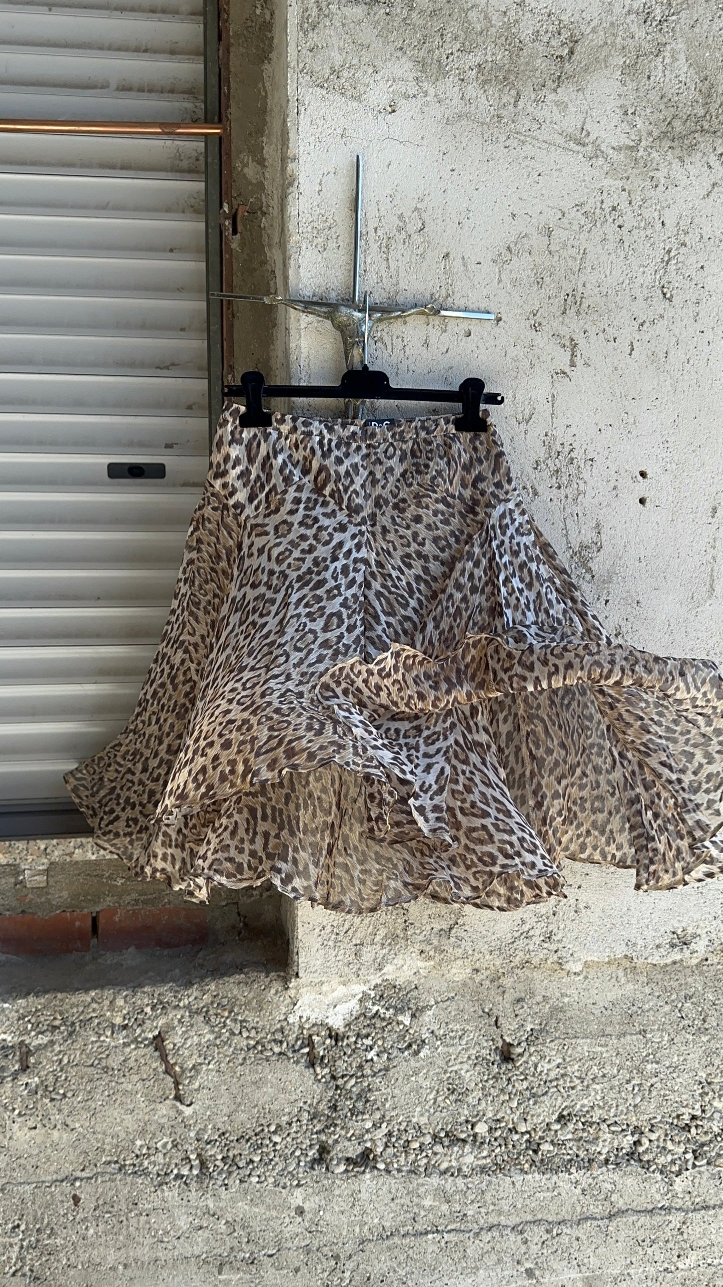 DOLCE & GABBANA LEOPARD TRANSPARENT PLISSE SKIRT