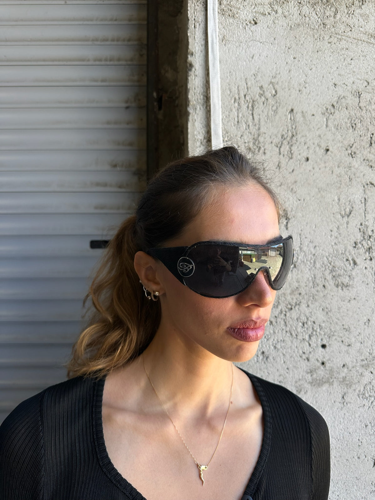 BLUMARINE BLACK PONYHAIR SUNGLASSES
