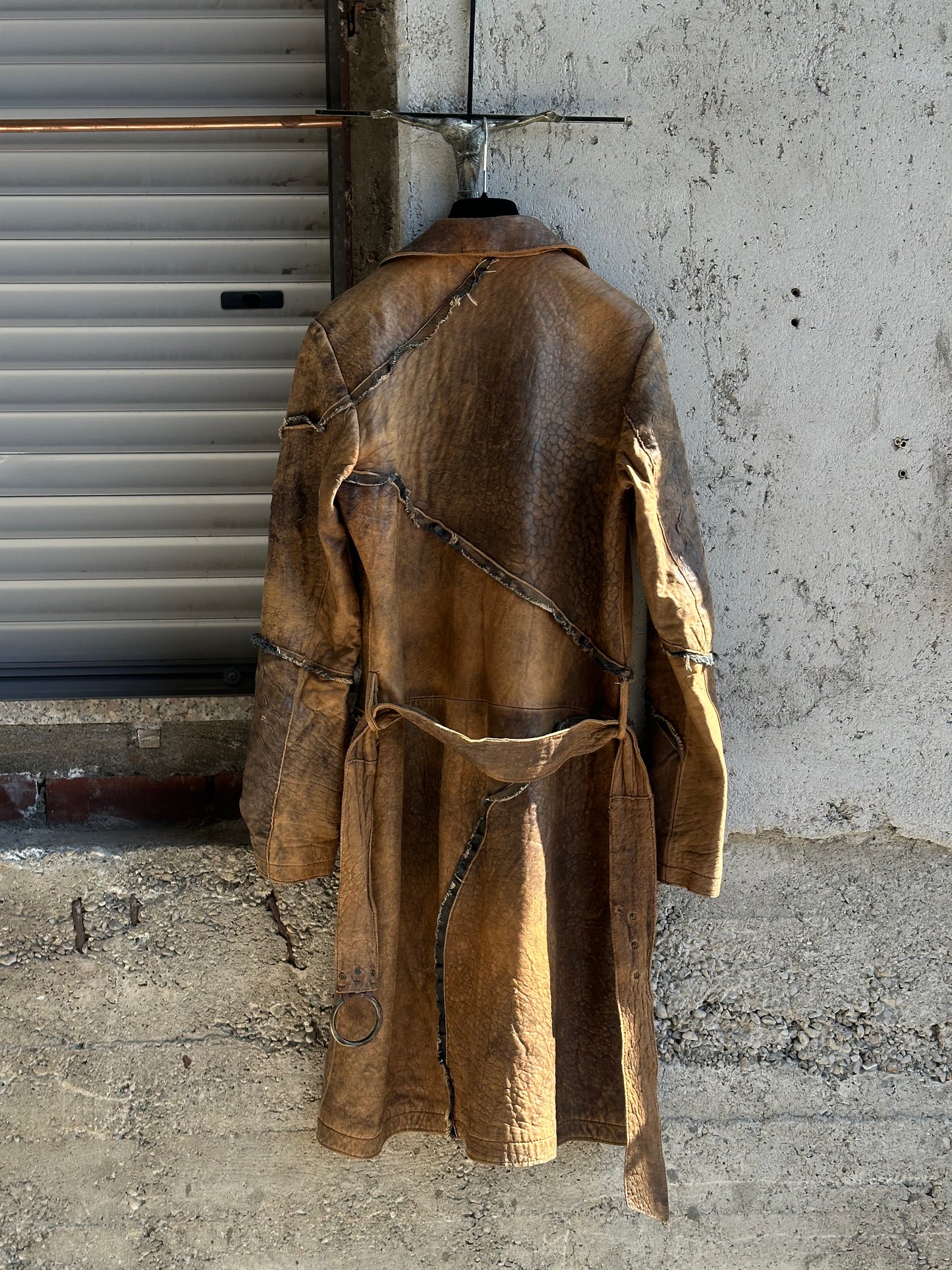JUST CAVALLI BROWN LEATHER COAT