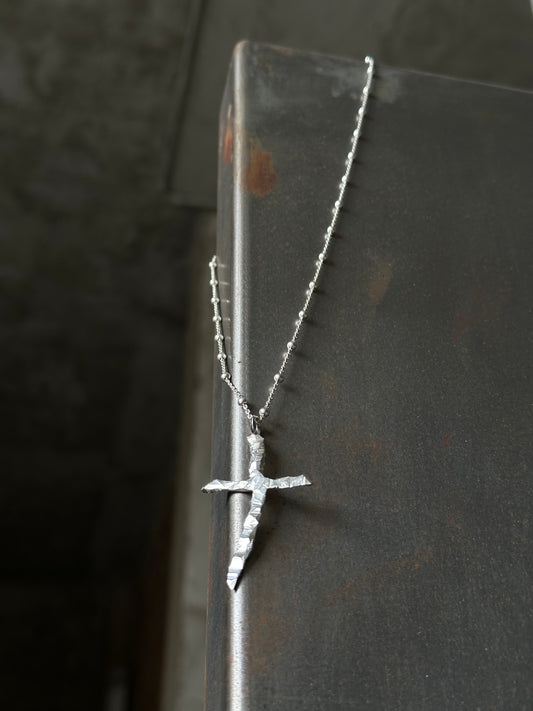 HAILV BRUTAL CROSS NECKLACE WITH A SOFTER CHAIN IN SILVER