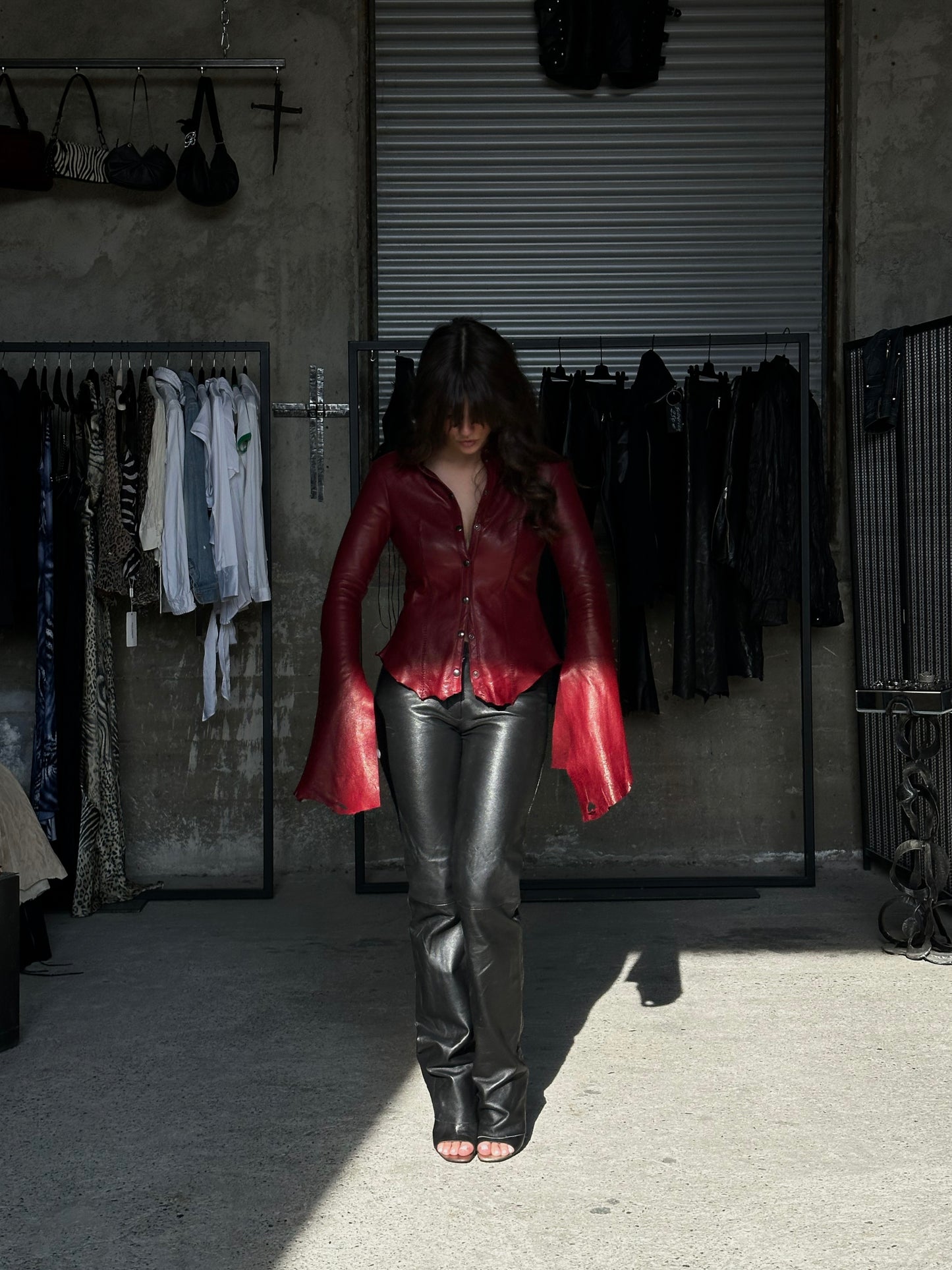 ALEKSANDER CECCO RUBEDO LAMBSKIN LEATHER SHIRT