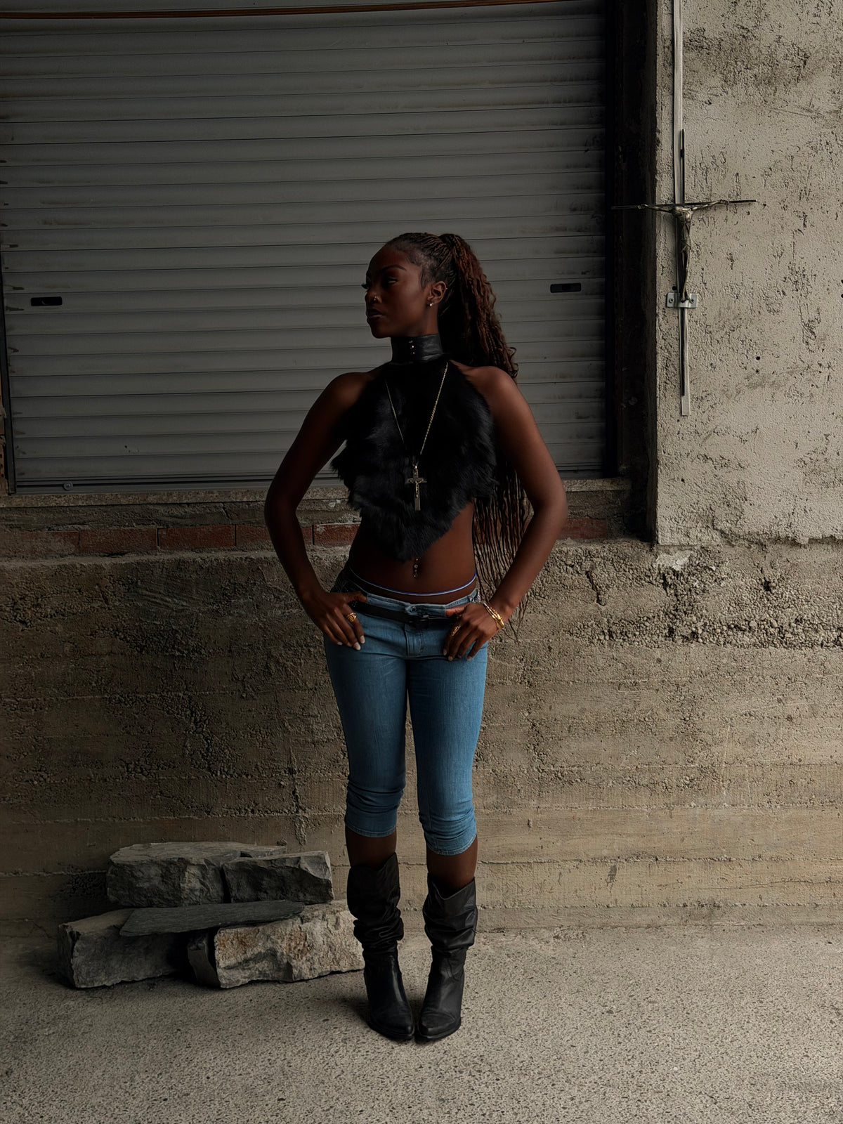 ALEKSANDER CECCO “STYRAX” HANDMADE GOAT SHERLING TOP