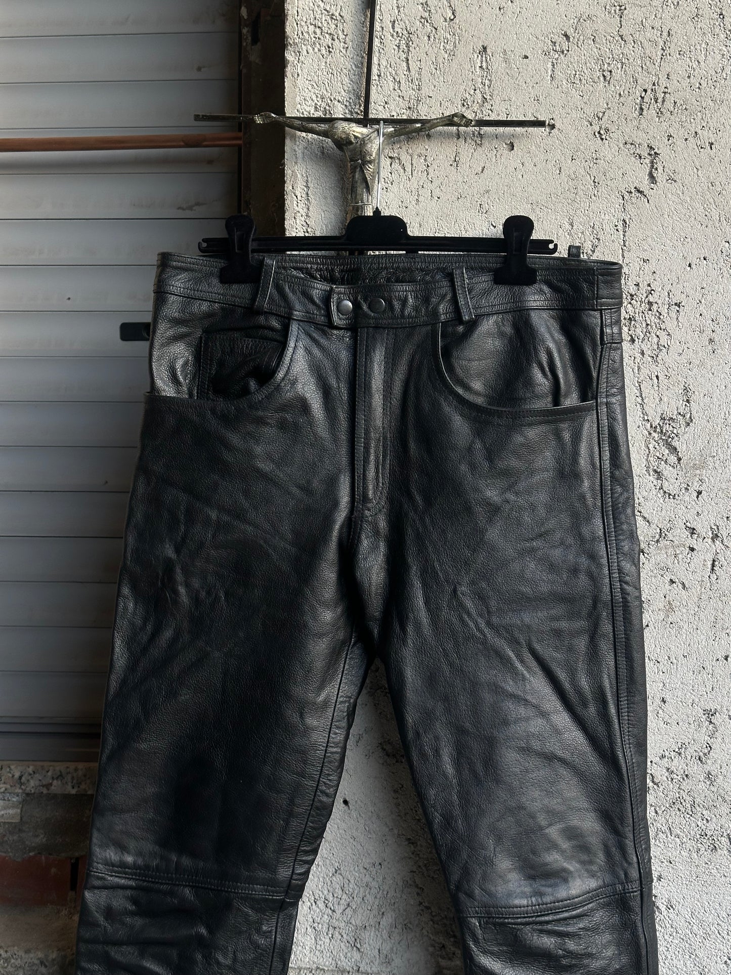 BLACK MOTOR LEATHER PANTS