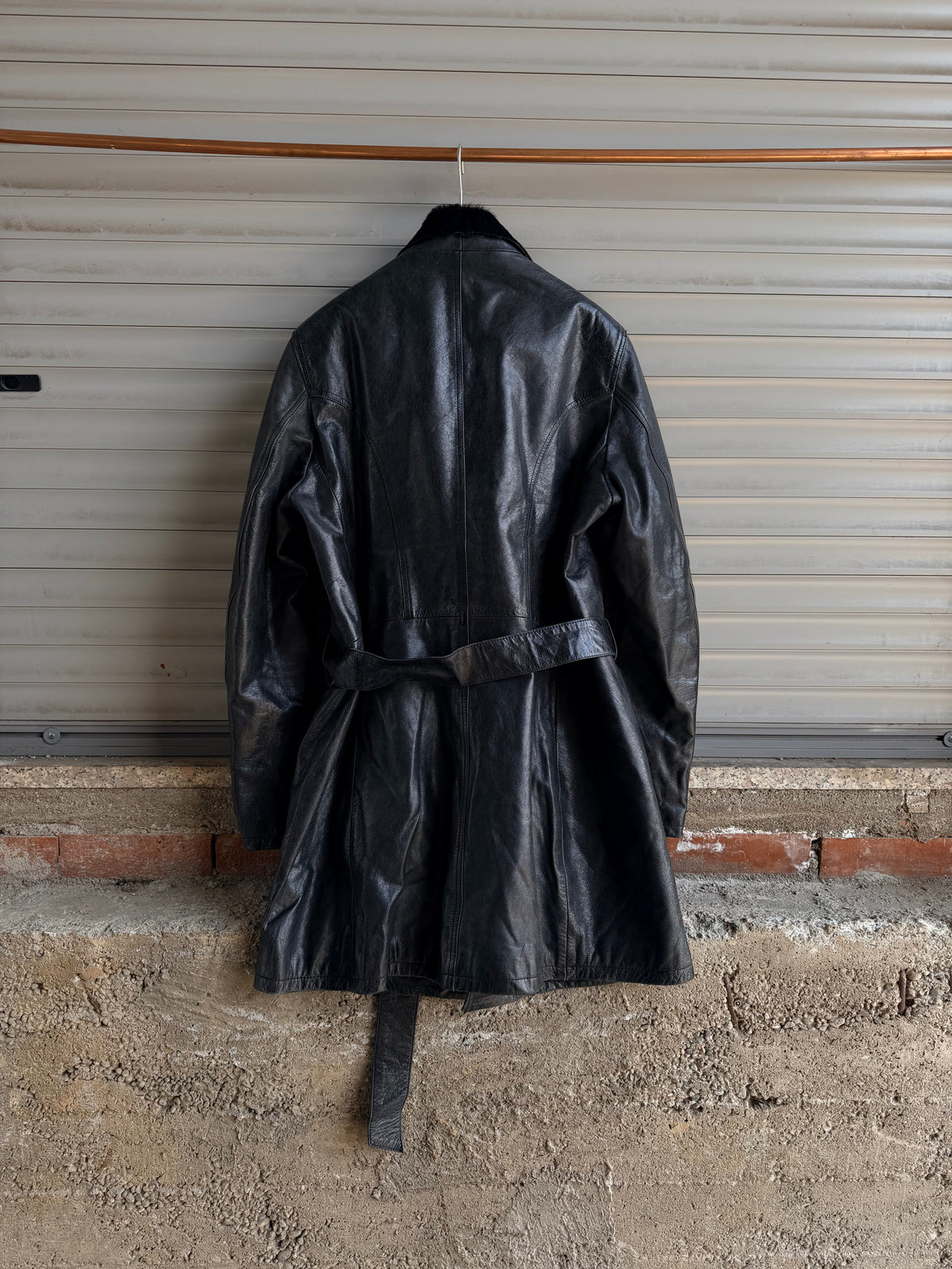 BLACK PONYHAIR LEATHER COAT
