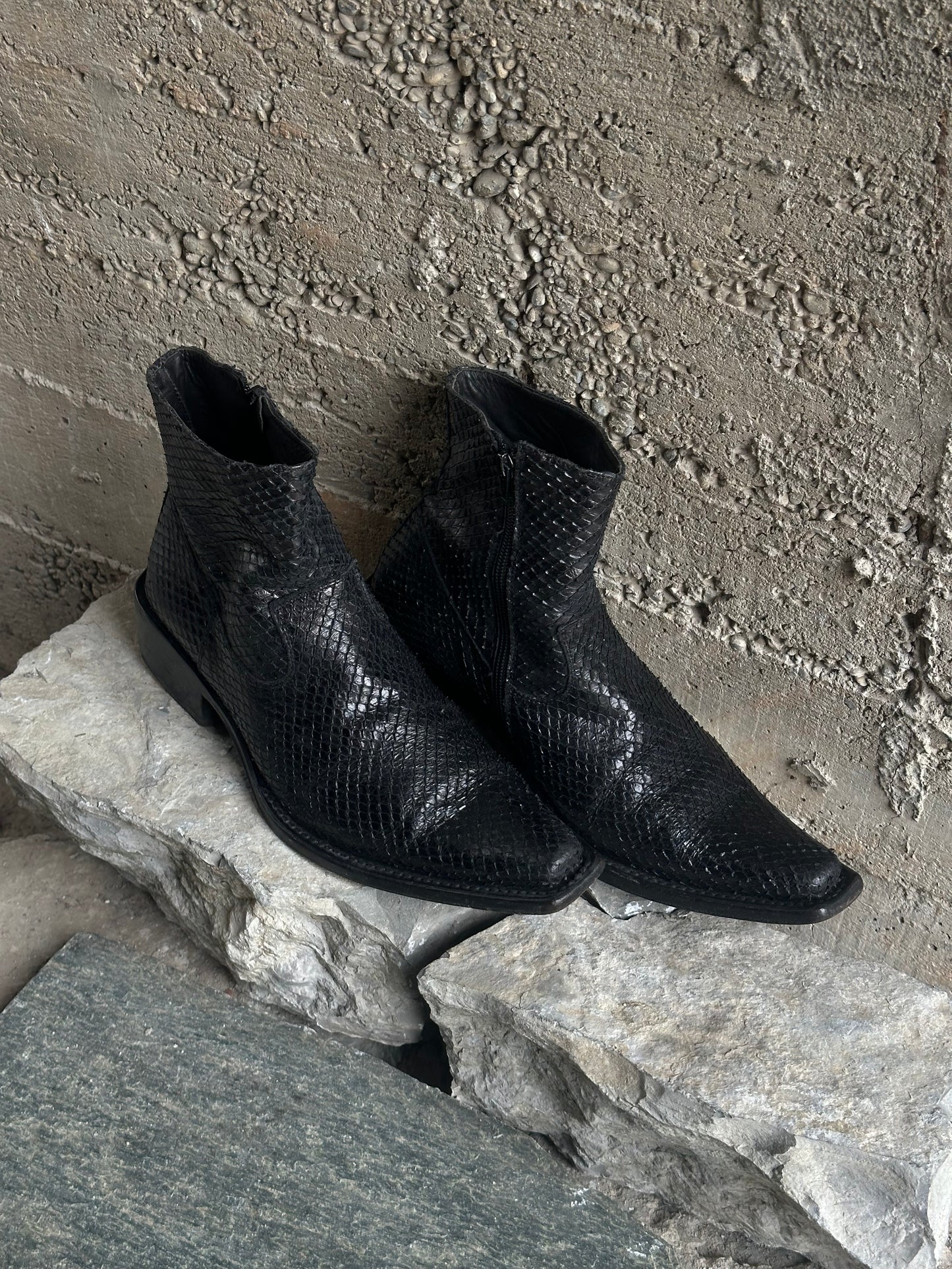 PYTHON SKIN SQUARE BOOTS