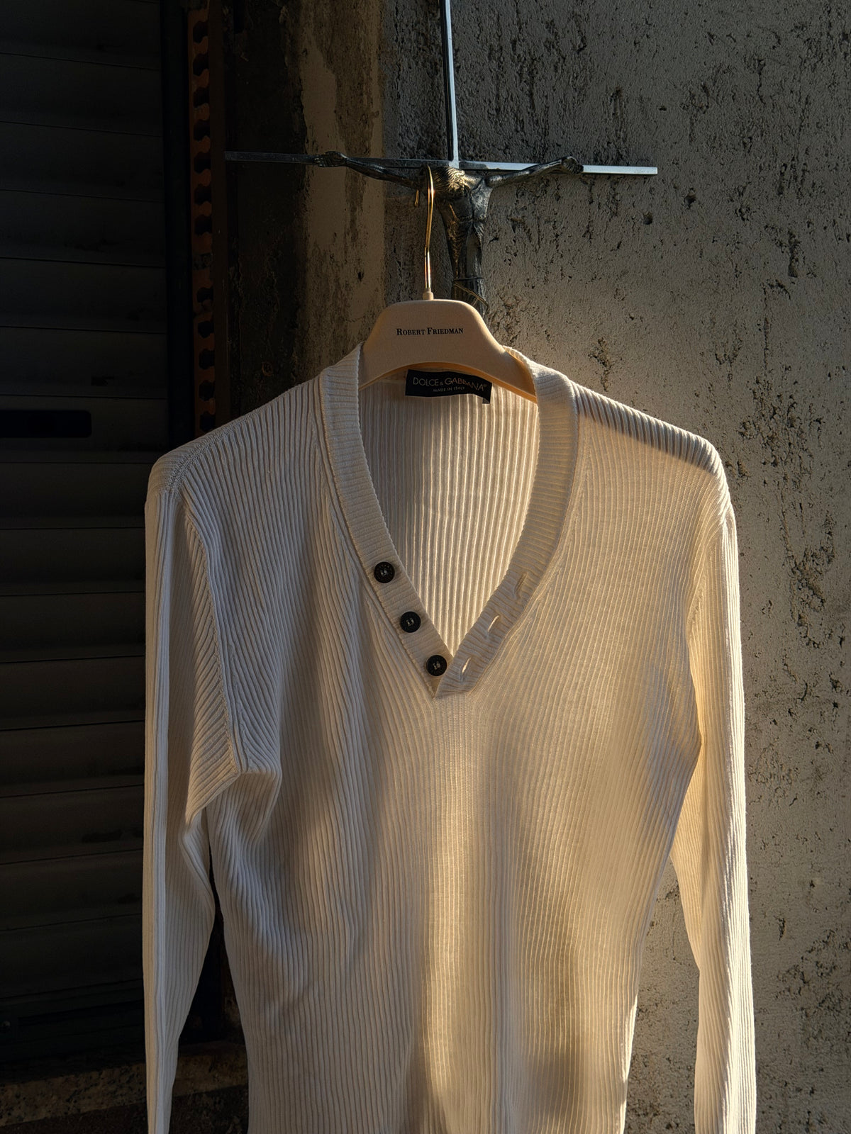 DOLCE & GABBANA BUTTON V-NECK SWEATER
