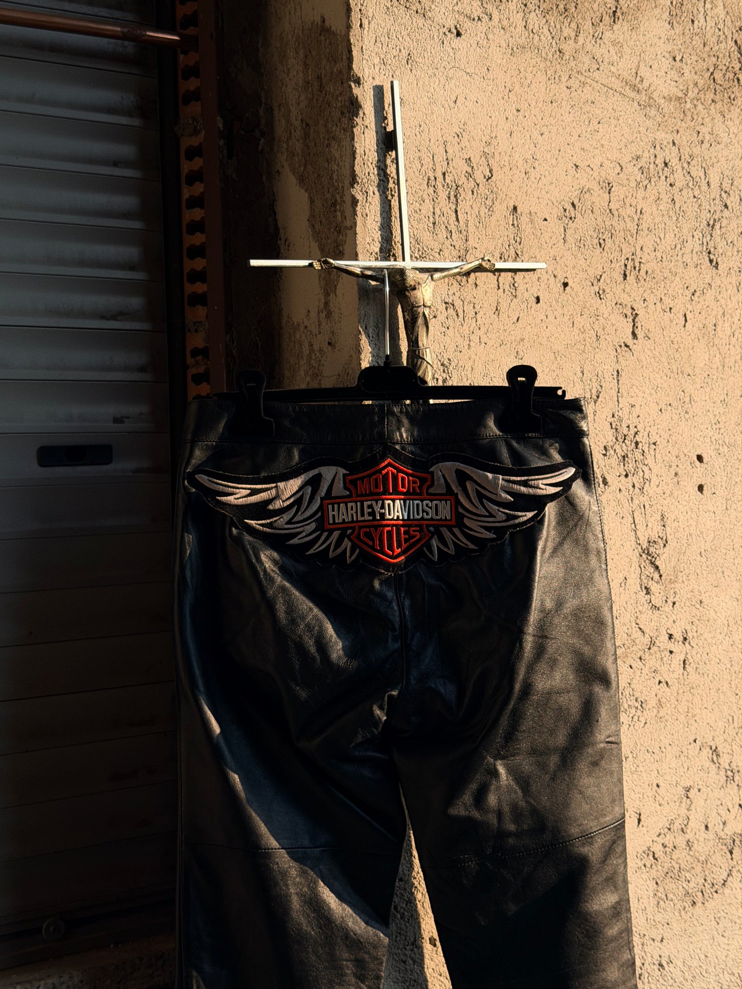 LEATHER HARLEY PATCHED TROUSERS