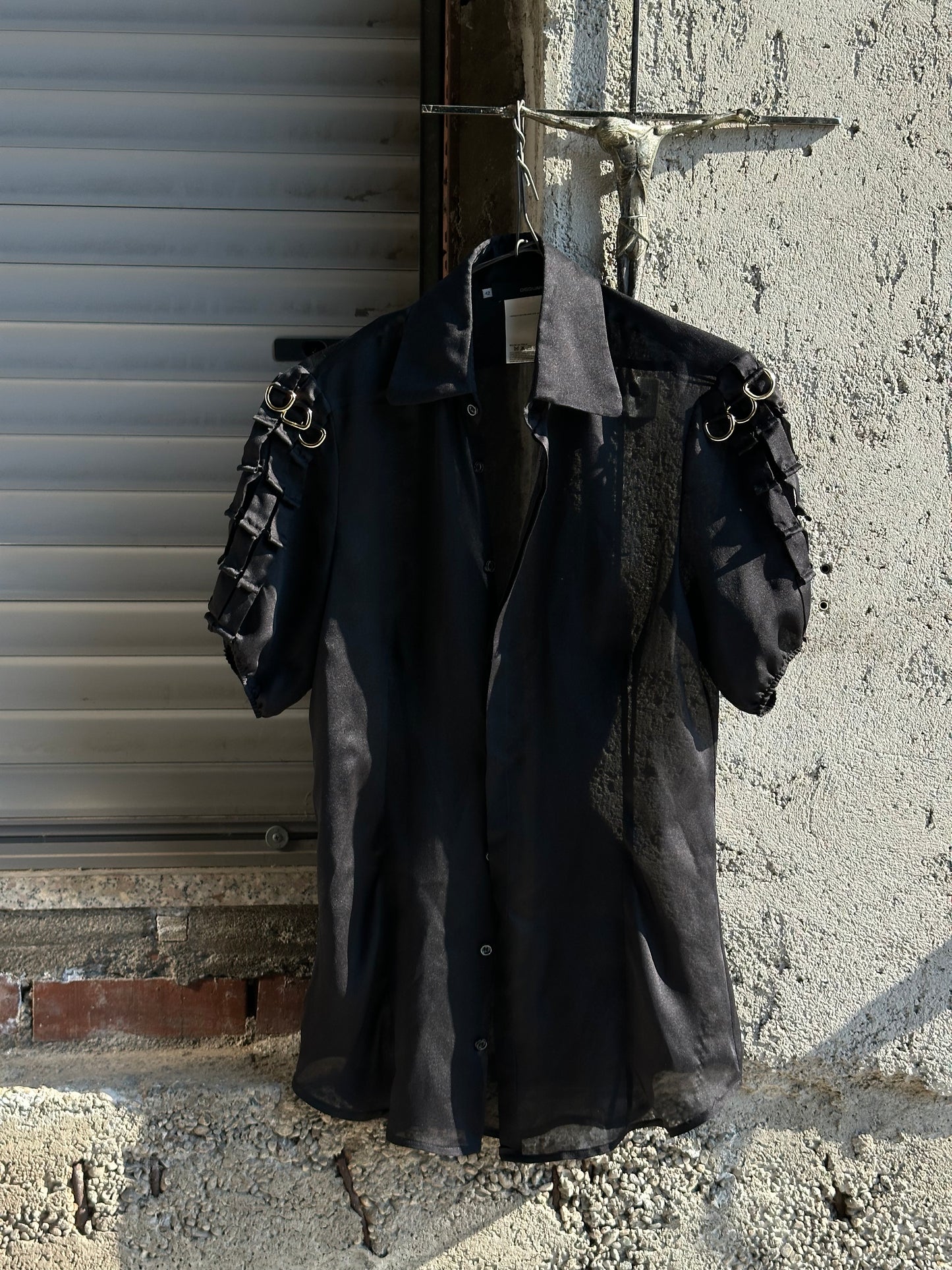 DSQUARED2 BLACK TRANSPARENT SHIRT