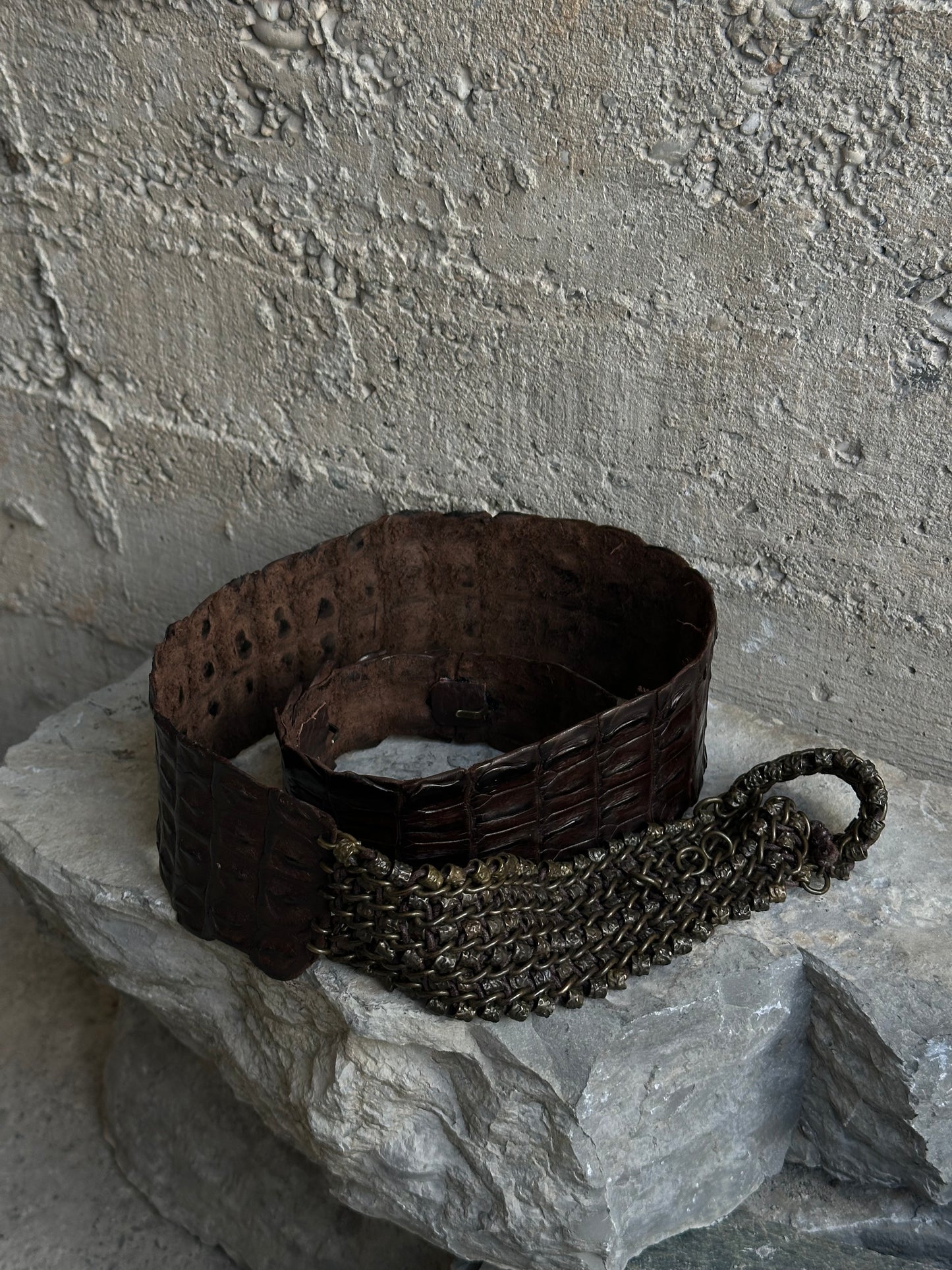 CROCO AND CHAIN BROWN BELT